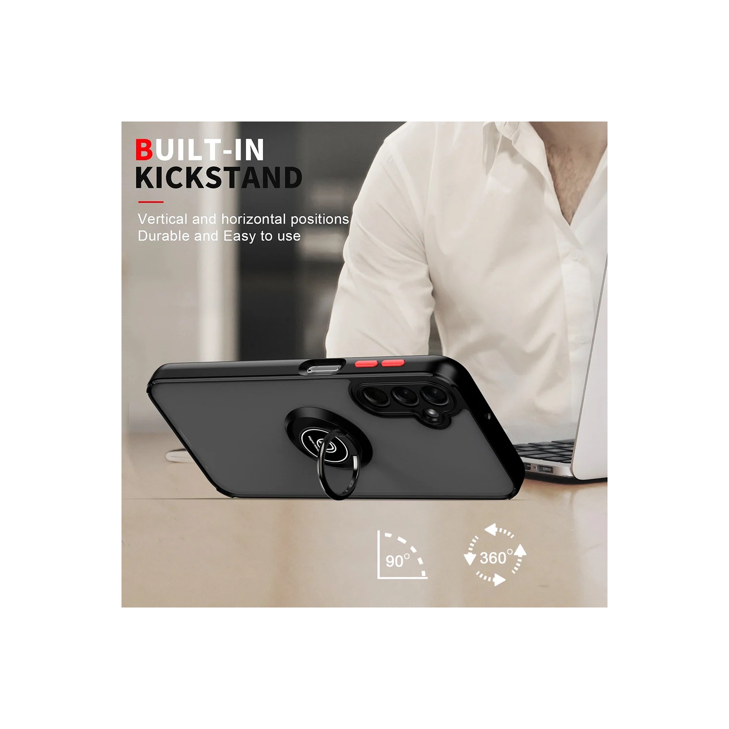 [CS] Rubberized Hybrid Magnetic Armor Case with Ring Holder for Samsung Galaxy A35 5G, Midnight Green