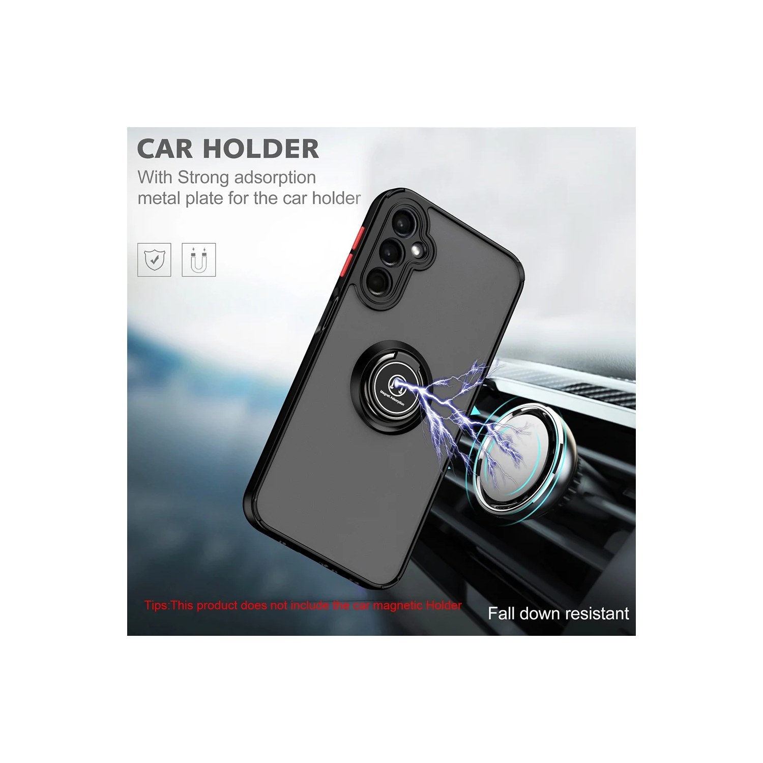 [CS] Rubberized Hybrid Magnetic Armor Case with Ring Holder for Samsung Galaxy A35 5G, Navy