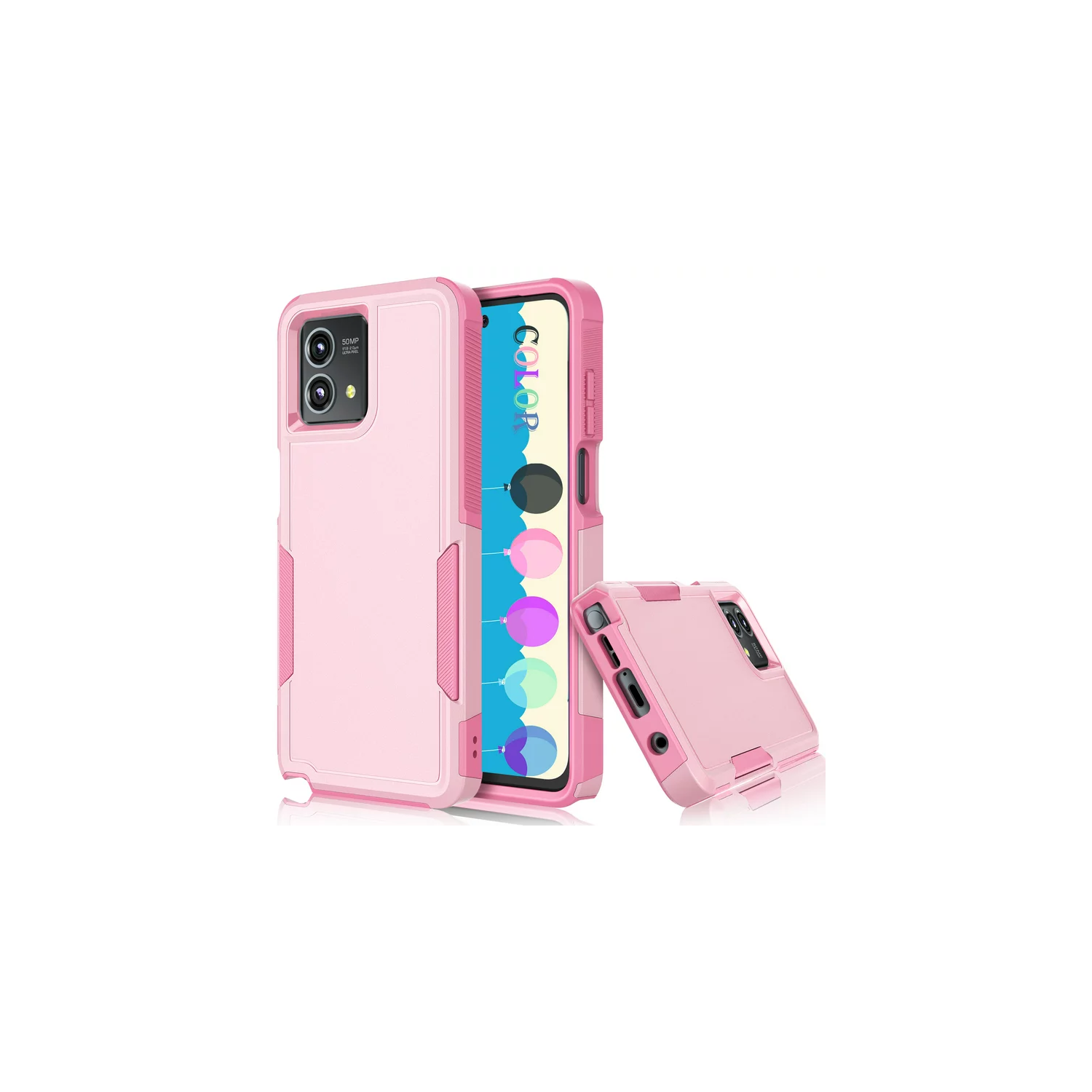 [CS] Étui rigide renforcé double couche Armor en caoutchouc pour Moto G 5G 2024 de Motorola, rose pâle