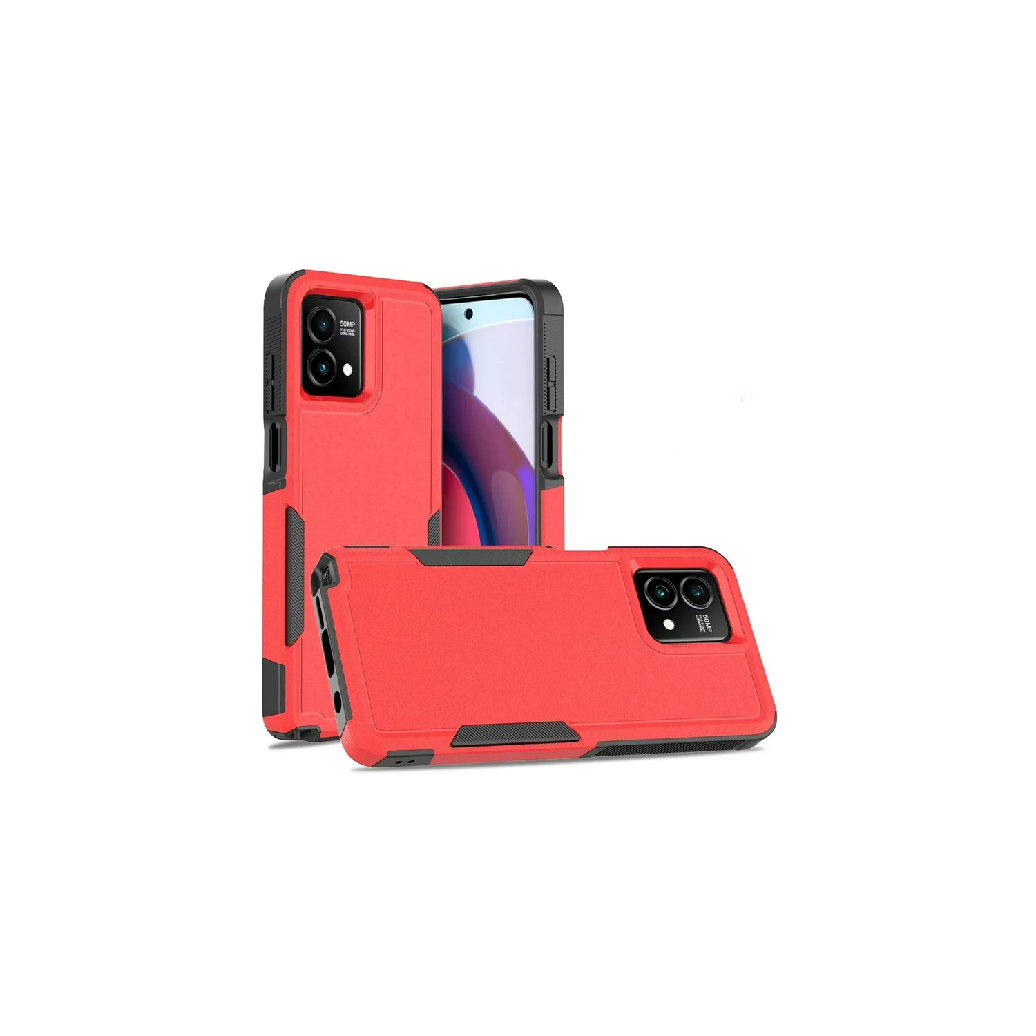 [CS] Étui rigide renforcé à deux couches de caoutchouc pour Moto G 5G 2024 de Motorola, rouge
