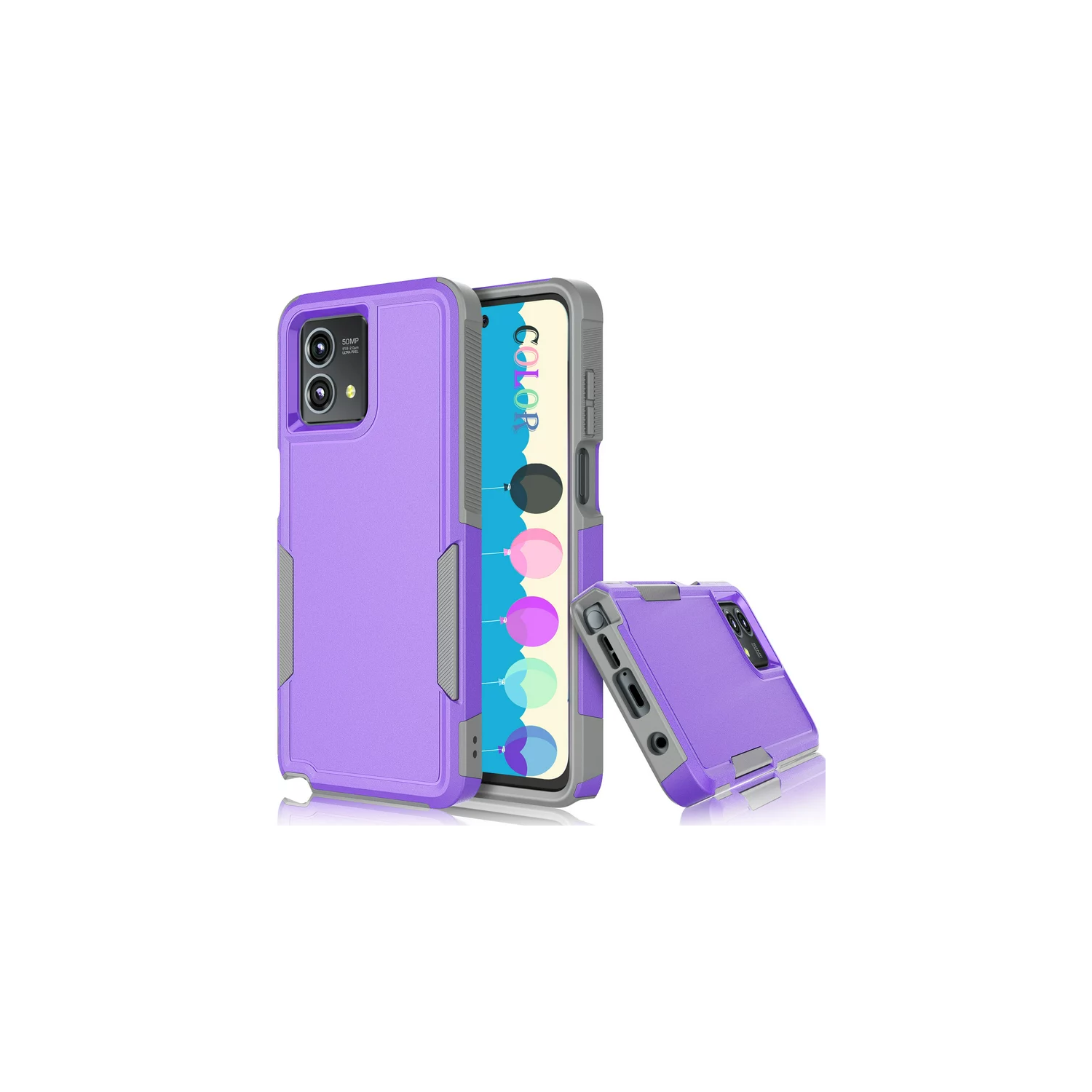 [CS] Étui rigide protecteur double couche Armor en caoutchouc robuste pour Moto G 5G 2024 de Motorola, violet