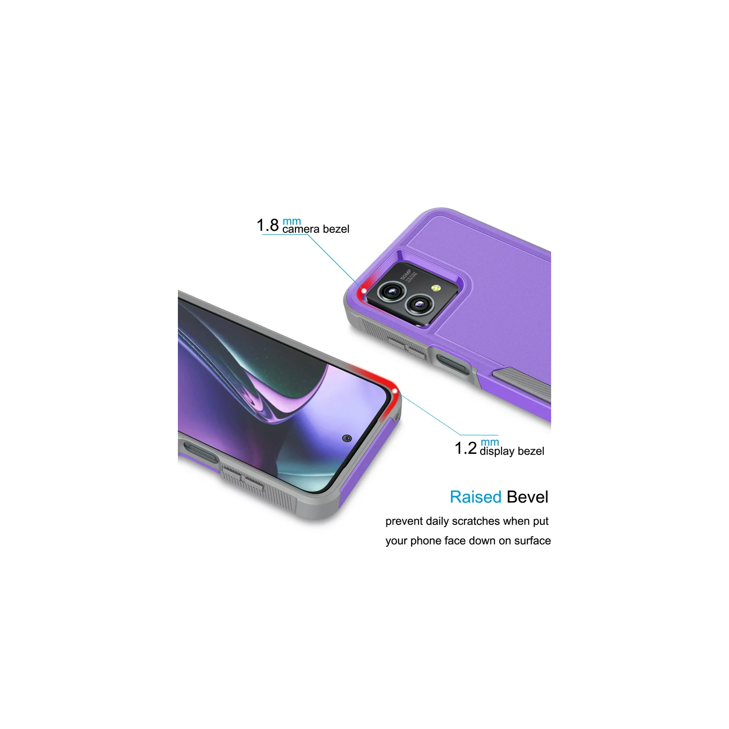 [CS] Étui rigide protecteur double couche Armor en caoutchouc robuste pour Moto G 5G 2024 de Motorola, violet