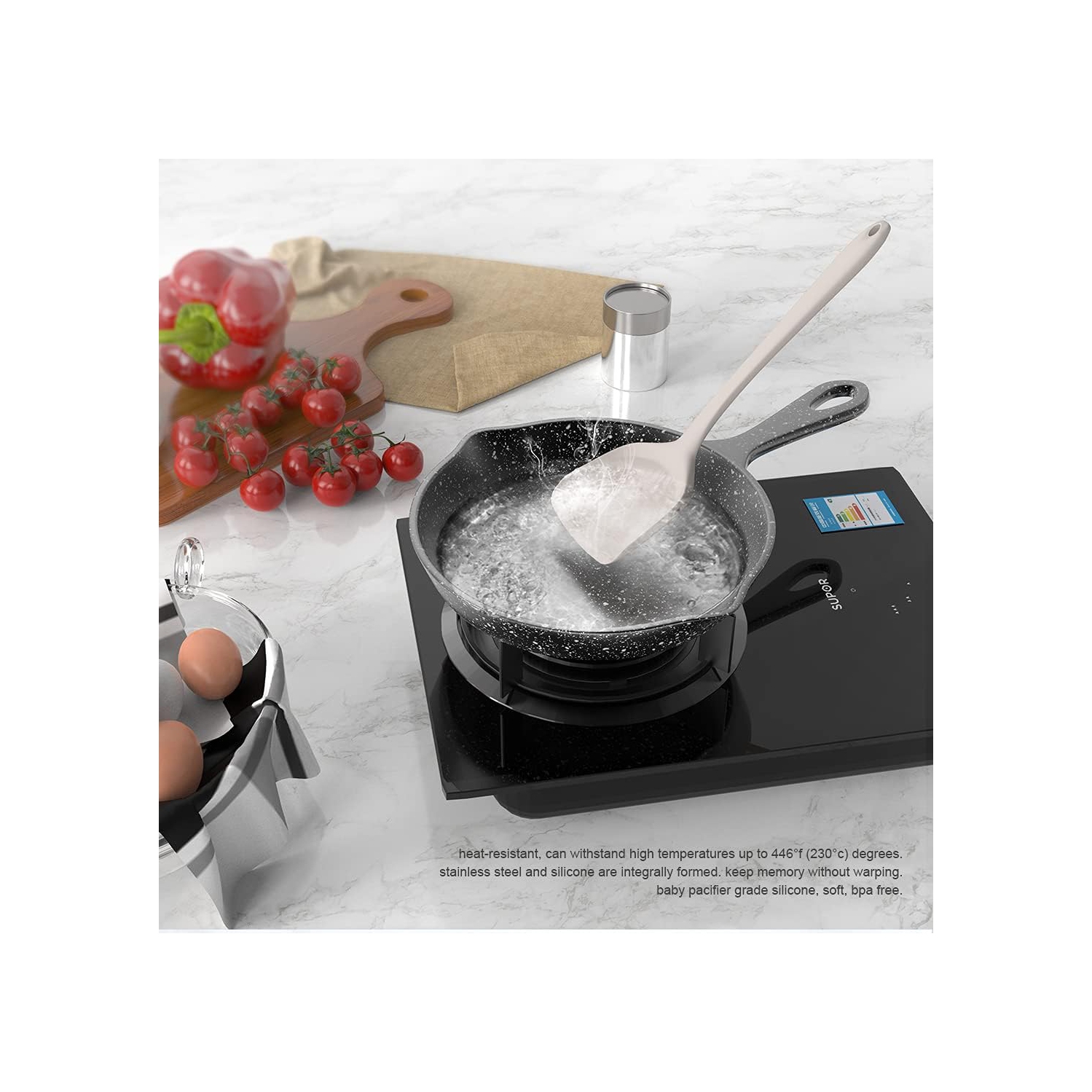 Silicone Cooking Utensils Set - 446°F Heat Resistant Kitchen,Turner Tongs, Spatula, Spoon,Brush, Whisk, Kitchen Ustensil Tools Set for Nonstick