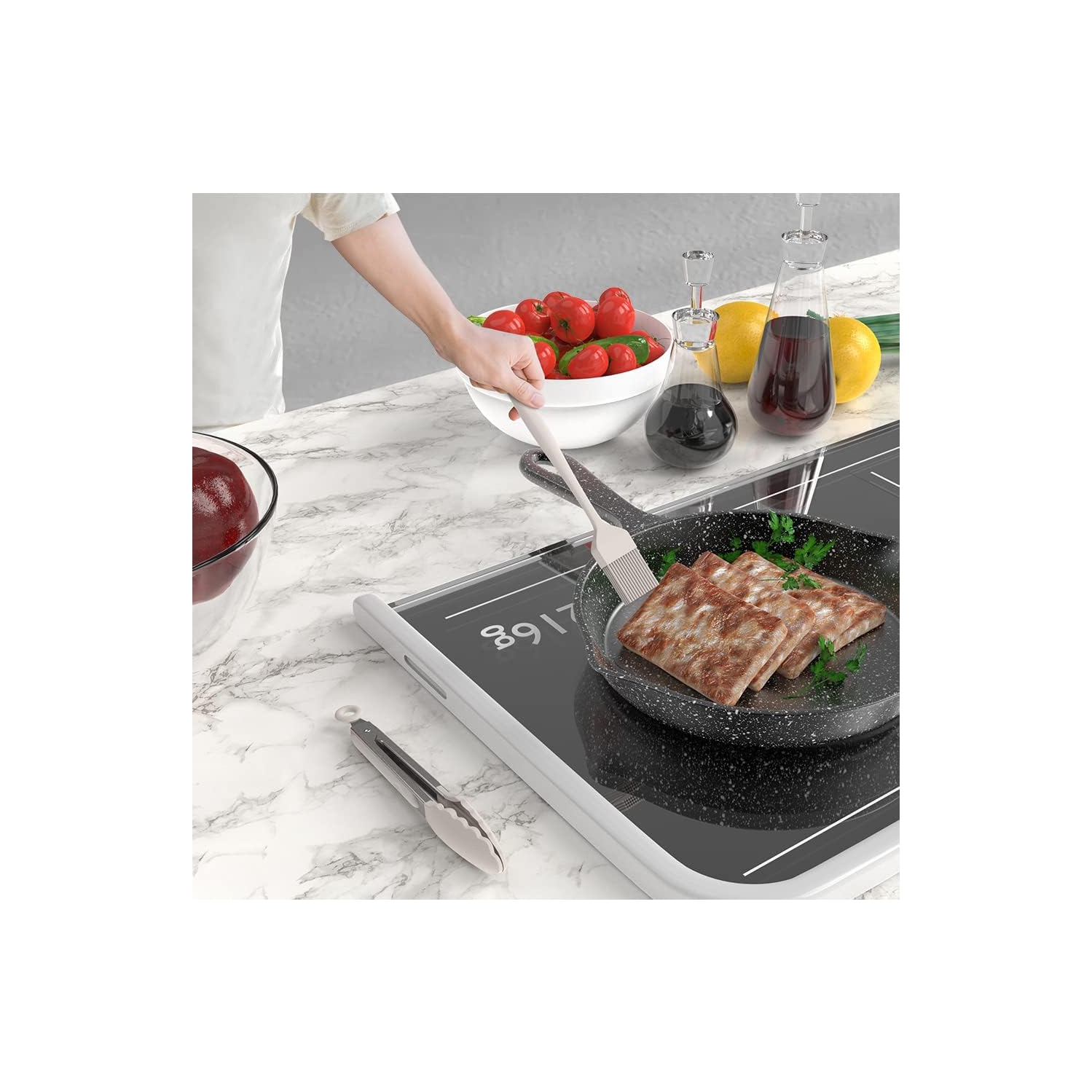 Silicone Cooking Utensils Set - 446°F Heat Resistant Kitchen,Turner Tongs, Spatula, Spoon,Brush, Whisk, Kitchen Ustensil Tools Set for Nonstick