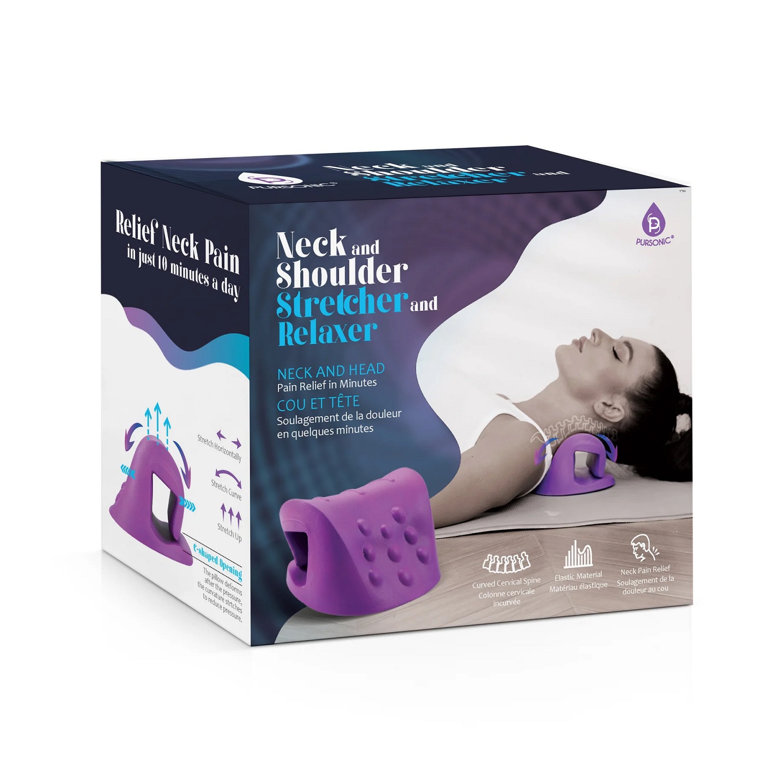 Pursonic Neck and Shoulder Stretcher and Relaxer - Purple