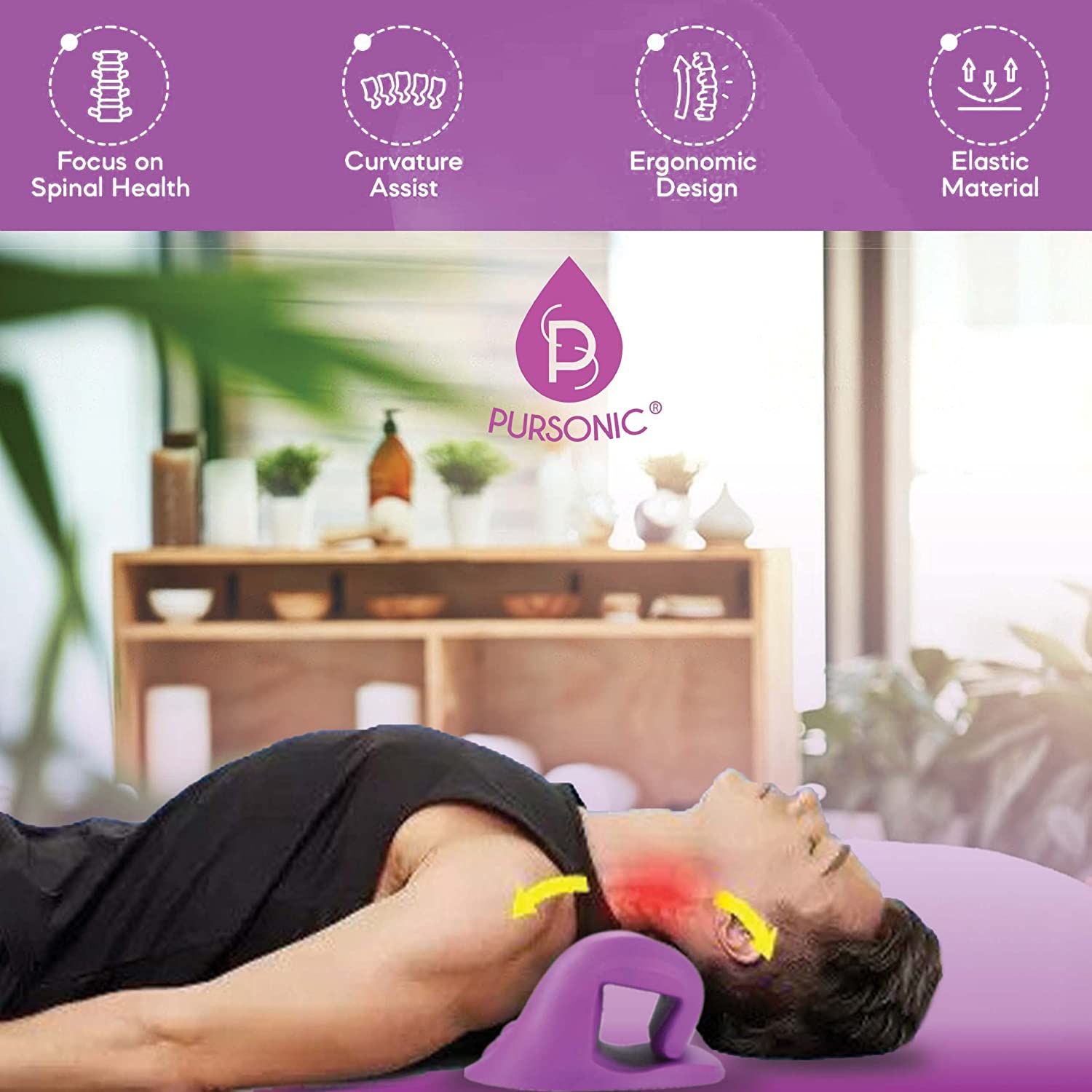 Pursonic Neck and Shoulder Stretcher and Relaxer - Purple