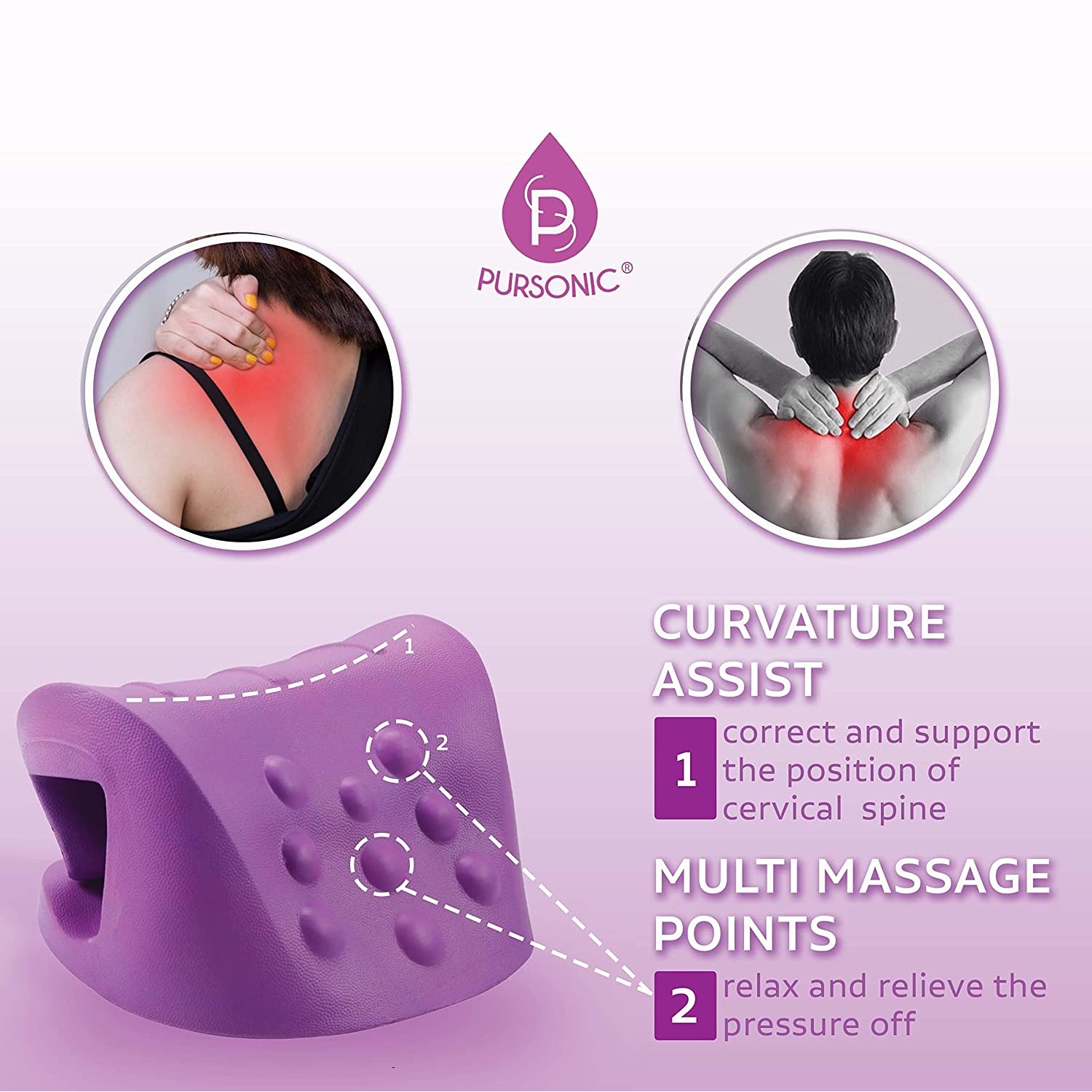 Pursonic Neck and Shoulder Stretcher and Relaxer - Purple