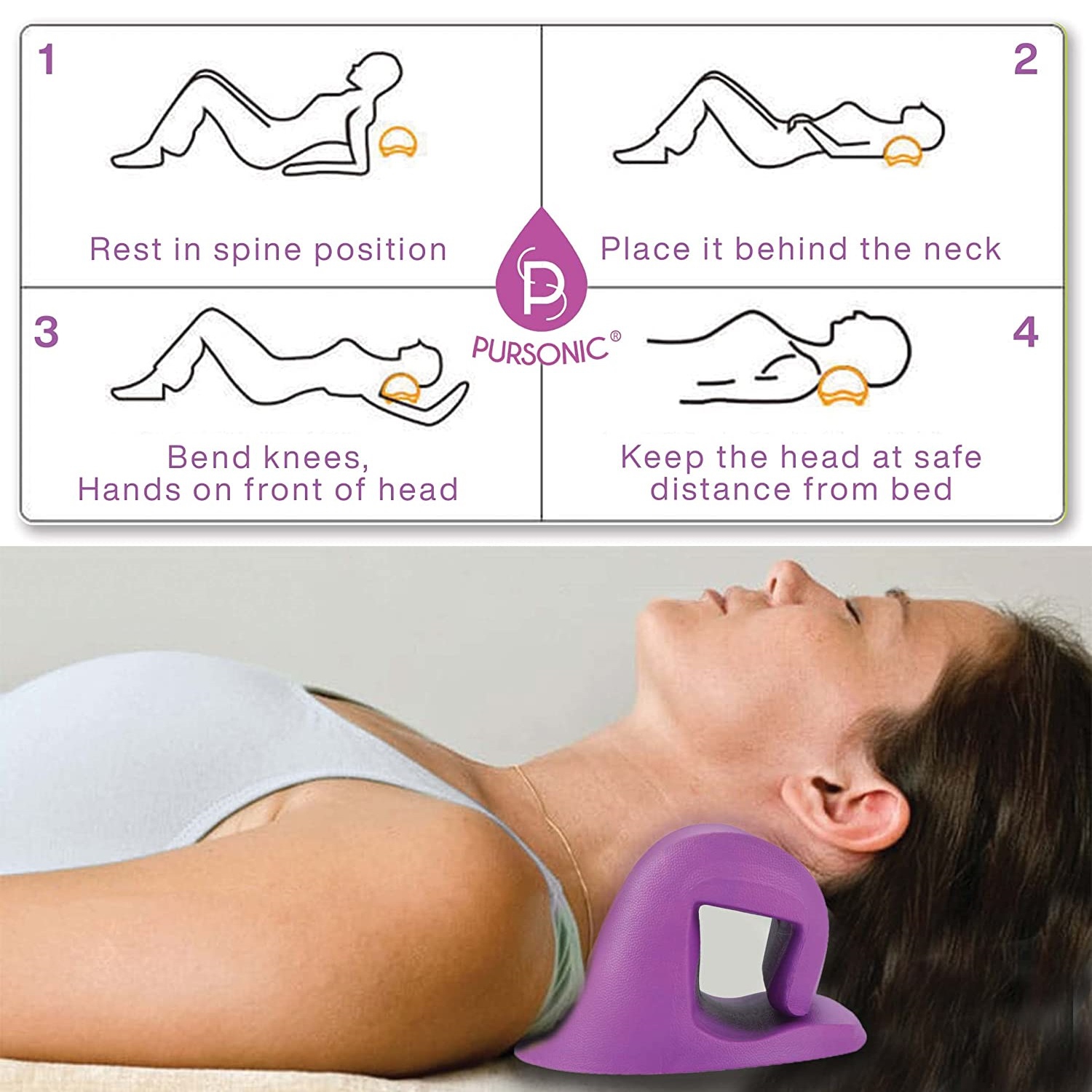 Pursonic Neck and Shoulder Stretcher and Relaxer - Purple