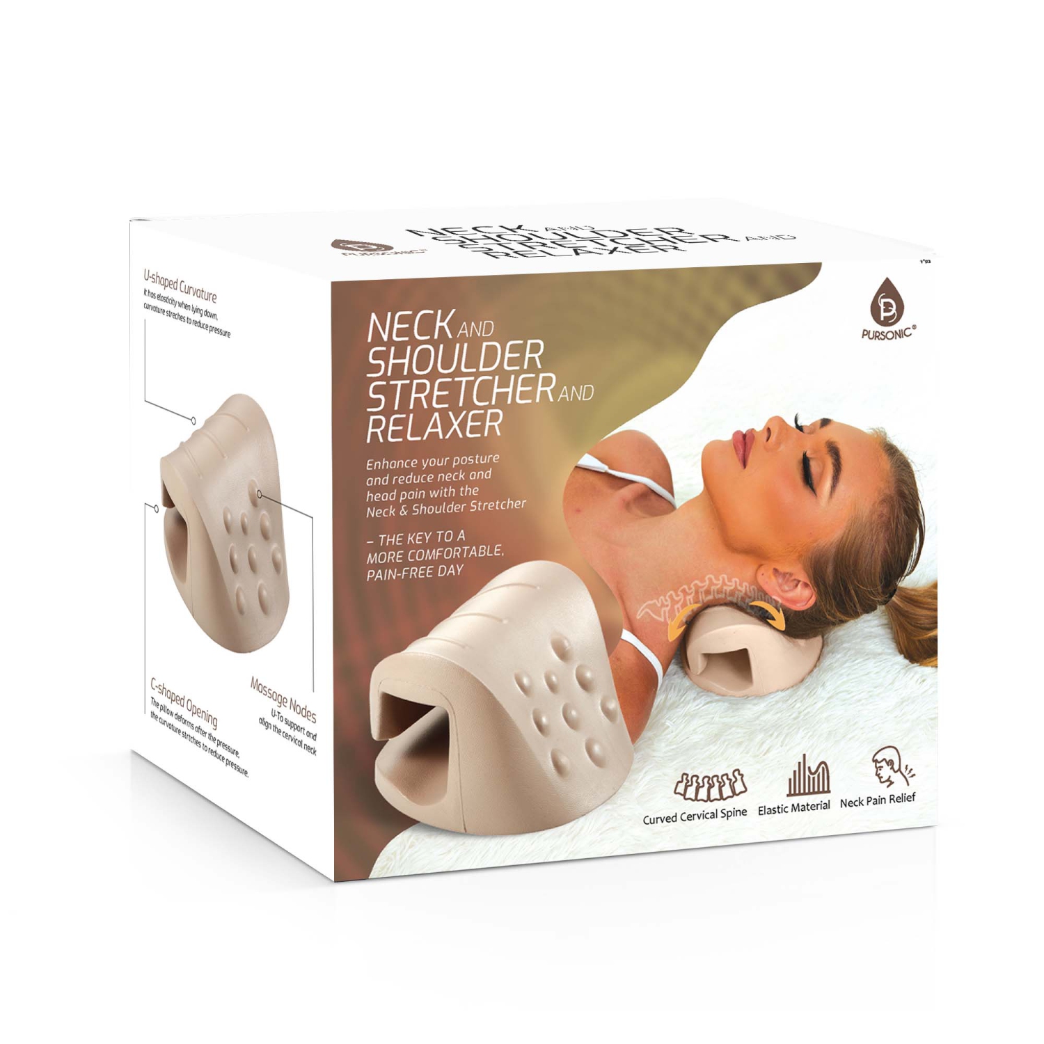 Pursonic Neck and Shoulder Stretcher and Relaxer - Beige