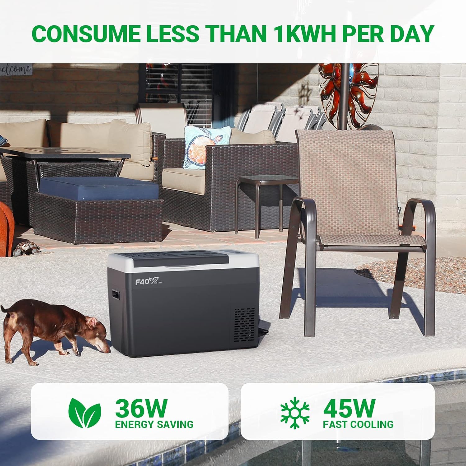 Angel Canada 37 Quart Portable Freezer with Wheels Compressor Refrigerator Temperature Control, 3 Battery Protection Modes 12V/24V DC Car Fridge