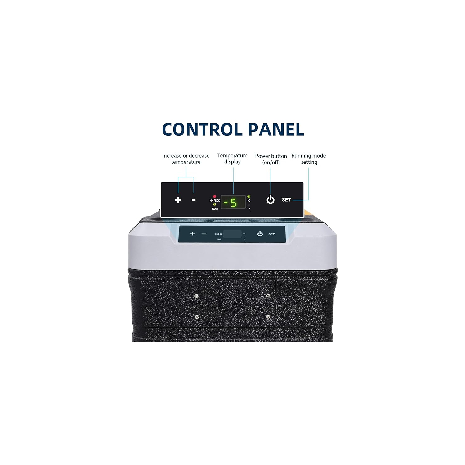 Angel Canada 37 Quart Portable Freezer with Wheels Compressor Refrigerator Temperature Control, 3 Battery Protection Modes 12V/24V DC Car Fridge