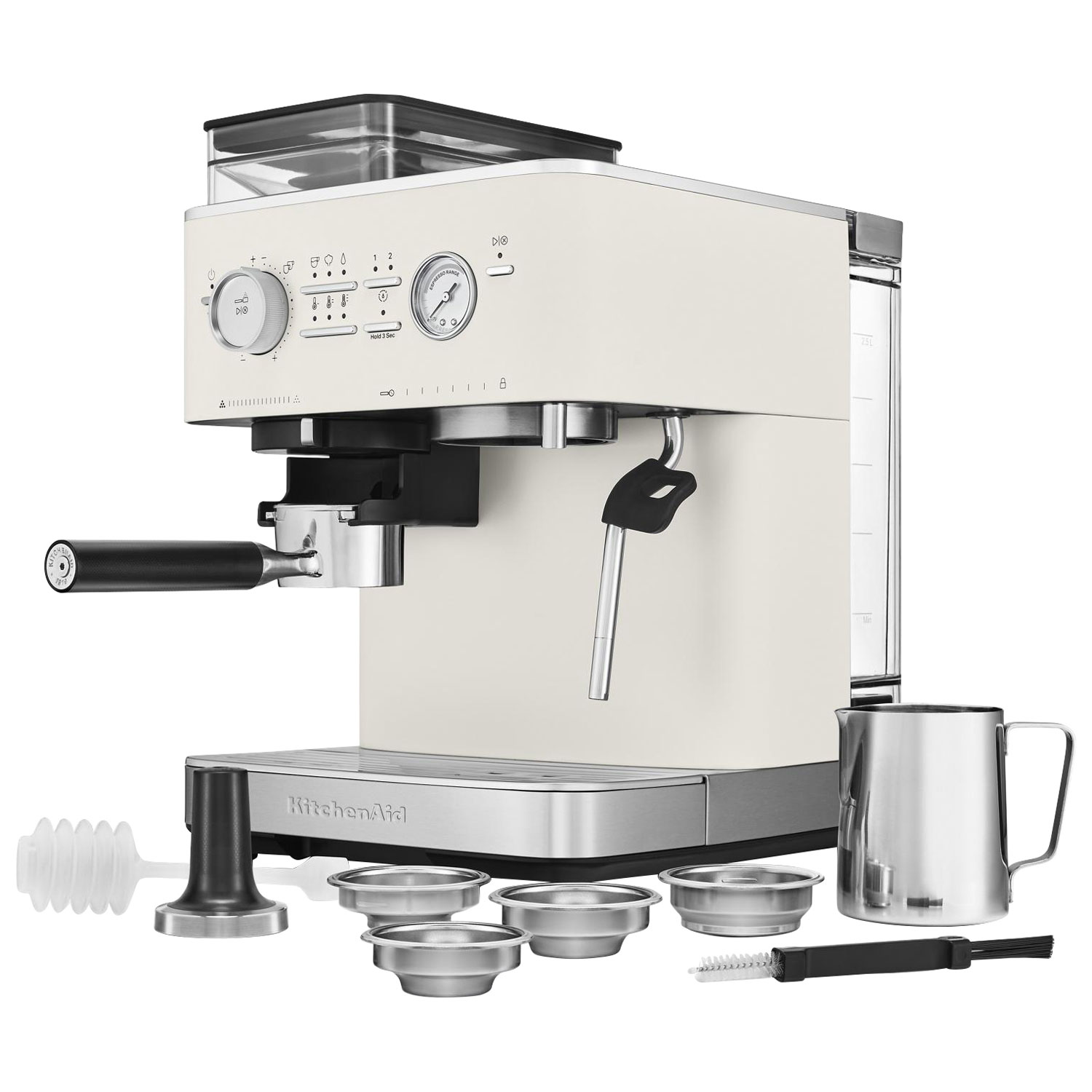 KitchenAid Semi-Automatic Espresso Machine with Coffee Grinder - Porcelain White
