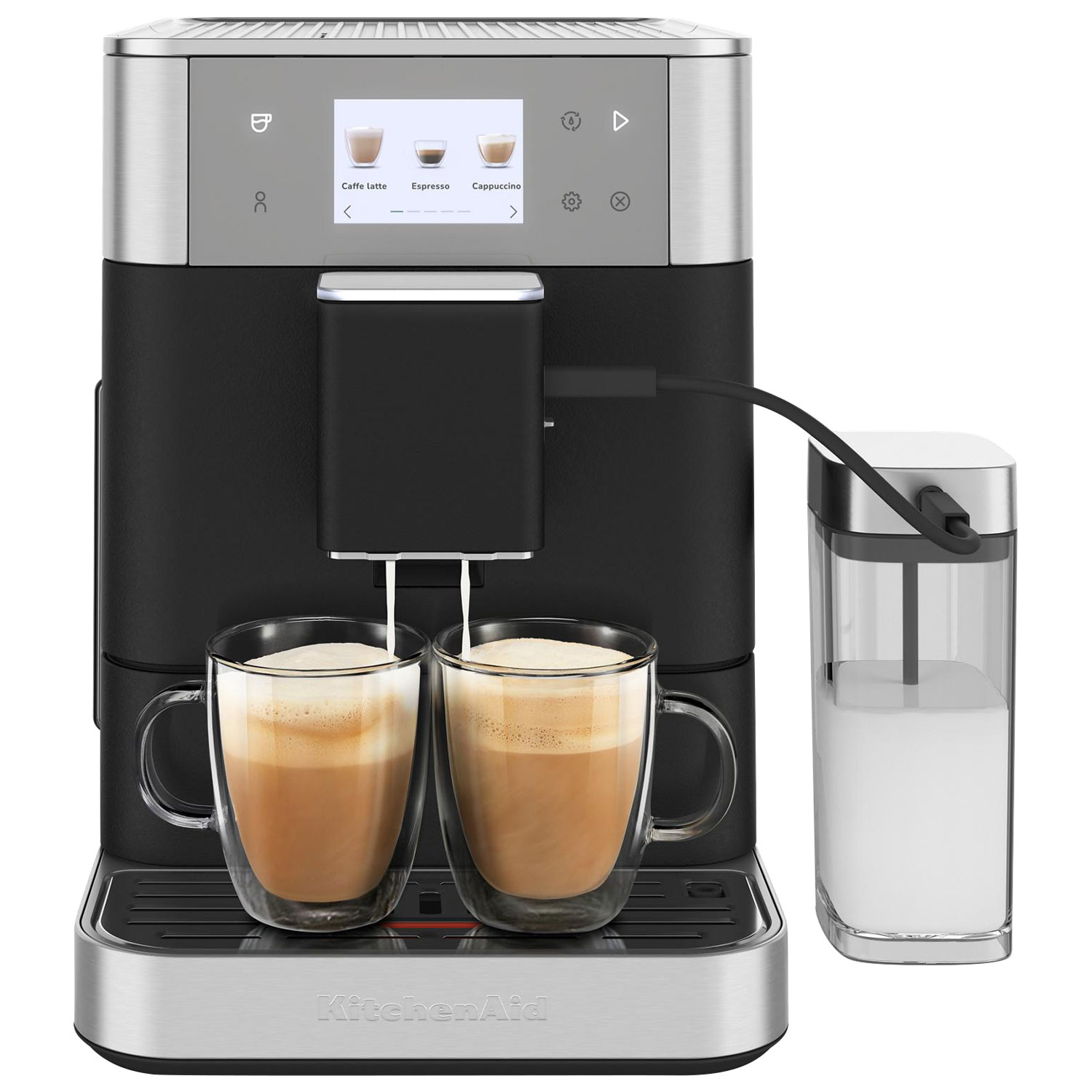 KitchenAid KES8557 Automatic Espresso Machine with Coffee Grinder & Automatic Milk Frothing - Cast Iron Black