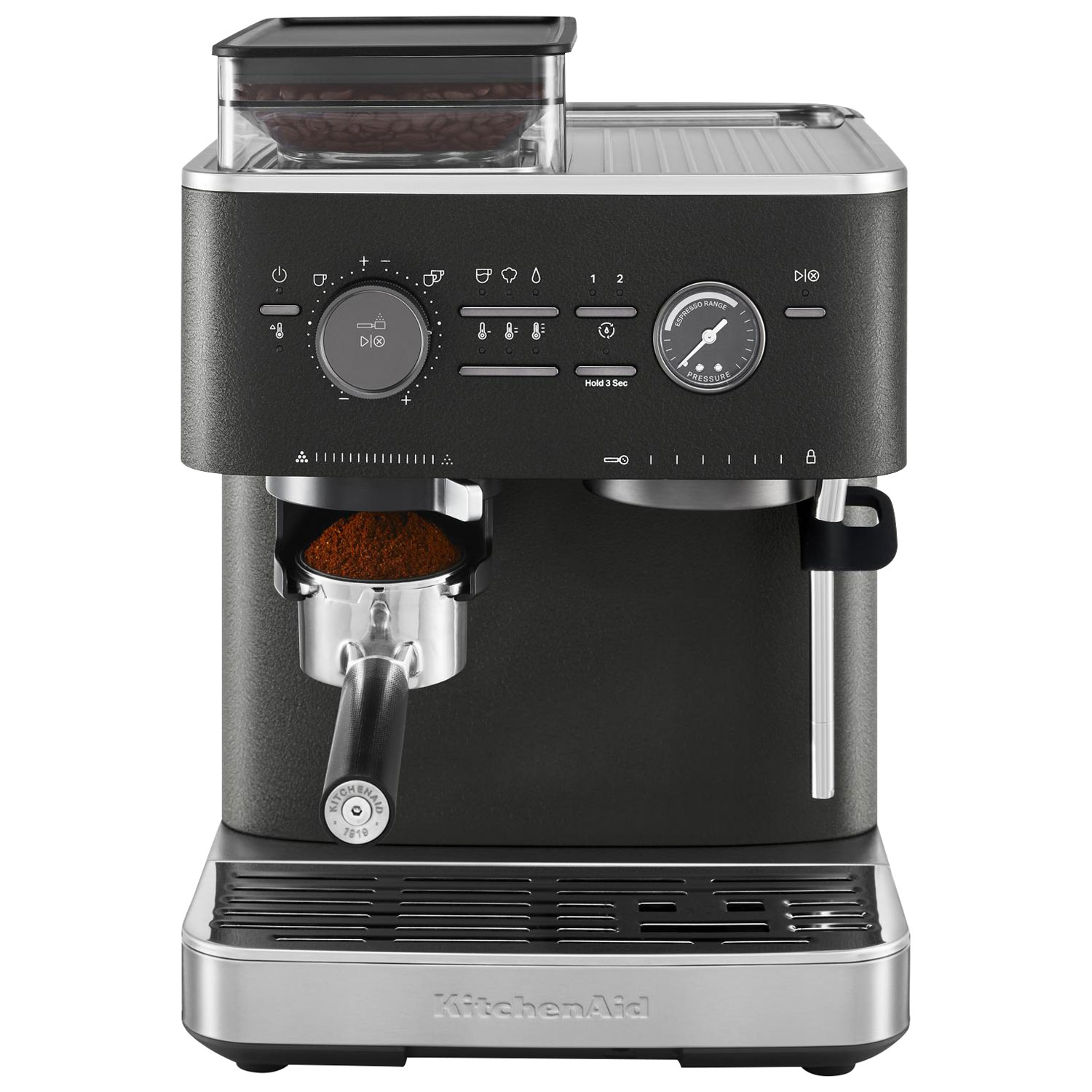KitchenAid Semi-Automatic Espresso Machine with Coffee Grinder - Cast Iron Black