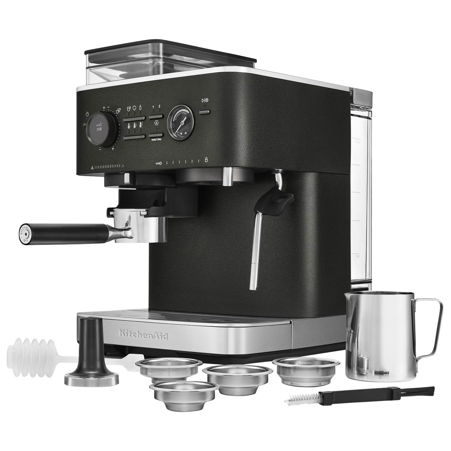 KitchenAid Semi-Automatic Espresso Machine with Coffee Grinder - Cast Iron Black