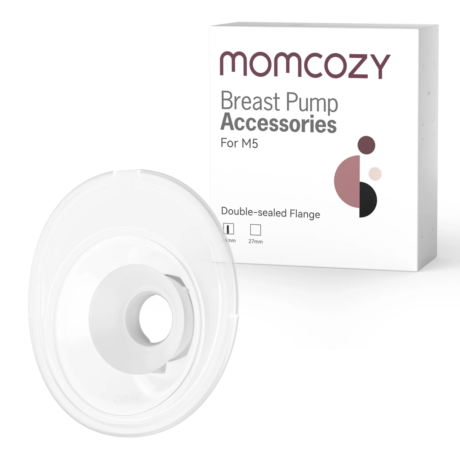Momcozy Double-Sealed Flange 24mm Compatible with Momcozy M5 Breast Pump. Original M5 Breast Pump Replacement Accessories, 1PC