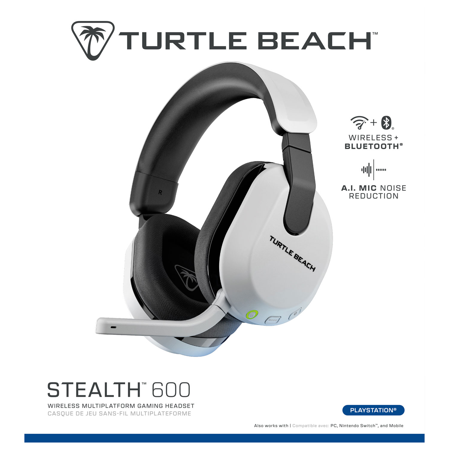 Casque de jeu sans fil Stealth 600P de 3e génération de Turtle Beach pour PS5/PS4 - Blanc