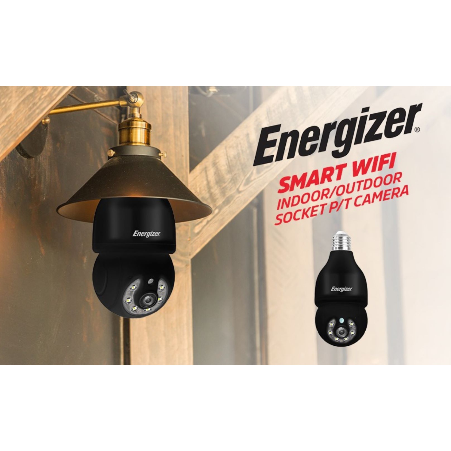Energizer Auto Tracking Smart Light Bulb E26 Socket 2K Security Camera