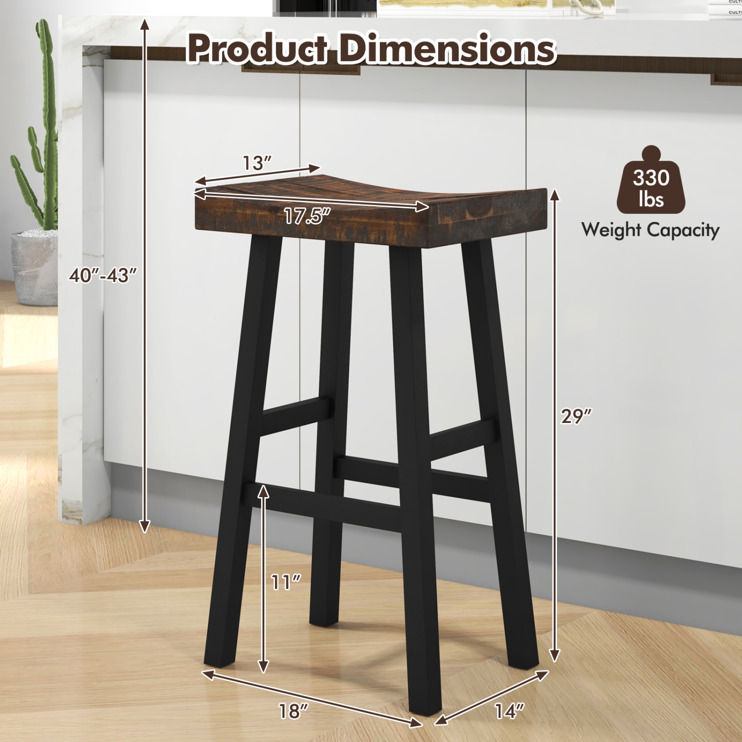 Gymax 29 Inch Bar Stools Set of 4 Bar Height Barstools w Saddle Seat