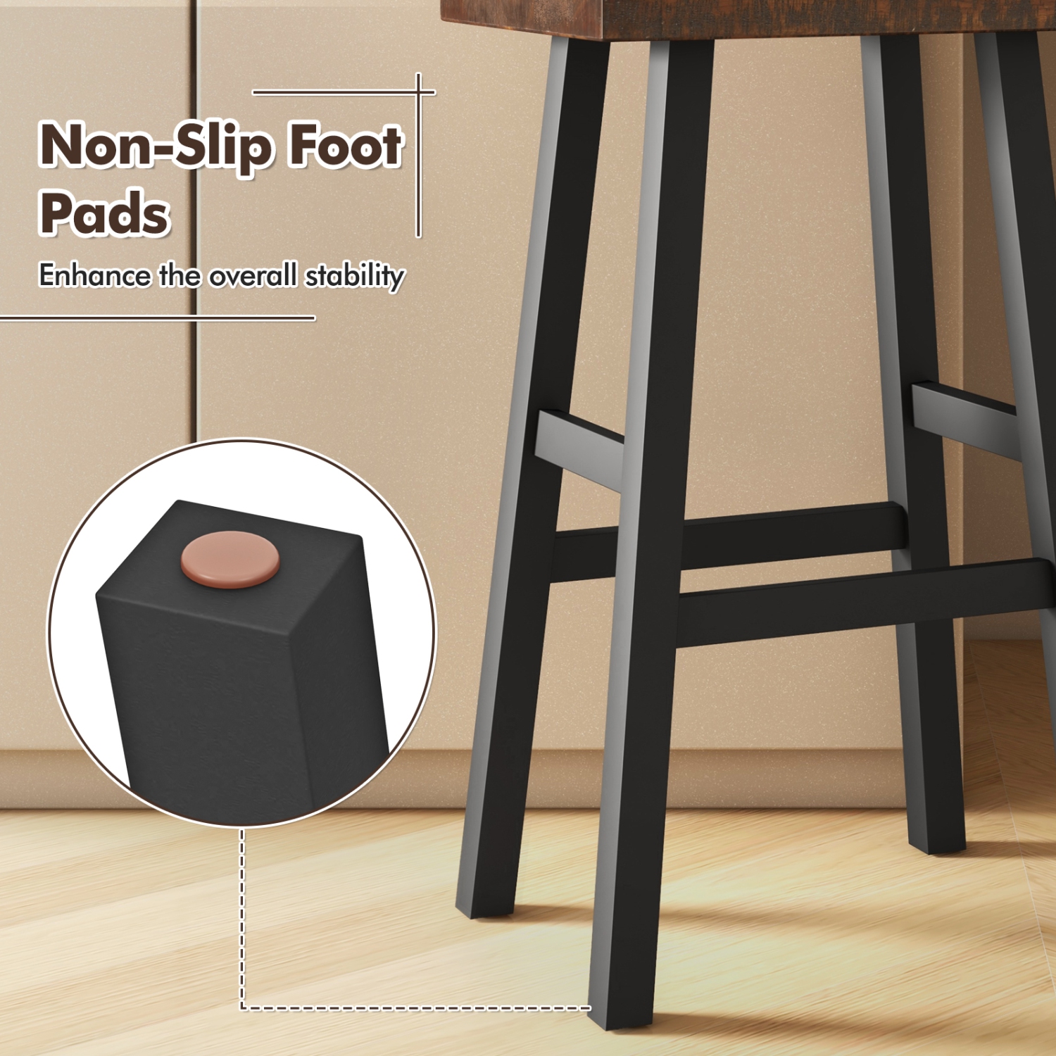 Gymax 29 Inch Bar Stools Set of 4 Bar Height Barstools w Saddle Seat