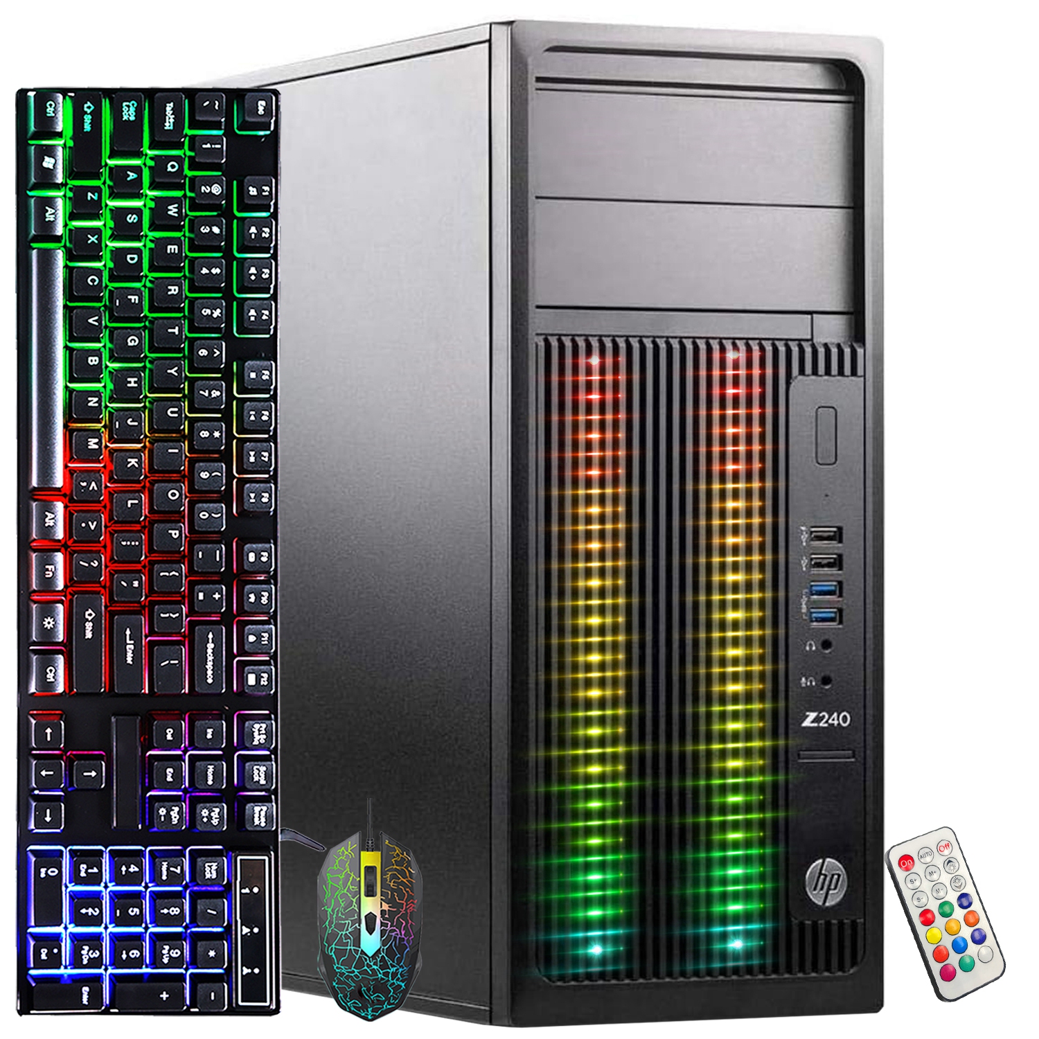 Refurbished (Good) - HP Z240 Tower Workstation RGB Gaming Computer, Intel Quad Core i5-6500 up to 3.60GHz, 32GB DDR4 RAM, 1TB SSD, GeForce RTX 3050 6GB,WiFi, BT, Windows 10 Pro