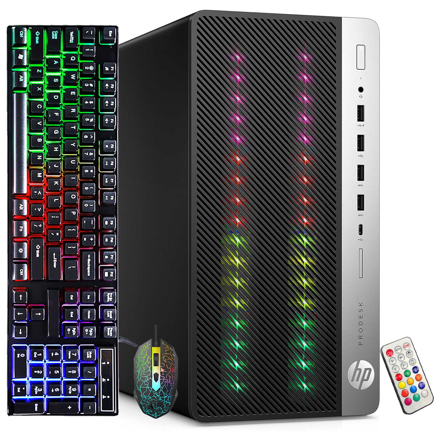 Refurbished (Good) - HP ProDesk RGB Gaming PC Tower Desktop Computer, Intel Quad Core i5-6500 up to 3.60GHz, 32GB DDR4 RAM, 1TB SSD, GeForce RTX 3050 6GB, WiFi, BT, Windows 10 Pro