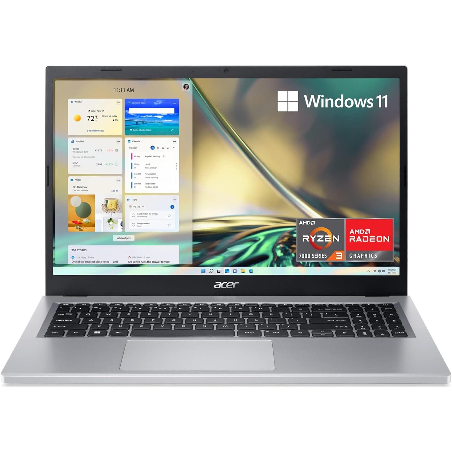 Acer Aspire 3 Slim Laptop | 15.6" Full HD IPS Display | AMD Ryzen 3 7320U Quad-Core Processor | AMD Radeon Graphics | 8GB LPDDR5 | 128GB NVMe SSD | Wi-Fi 6 | Windows 11 Home in S
