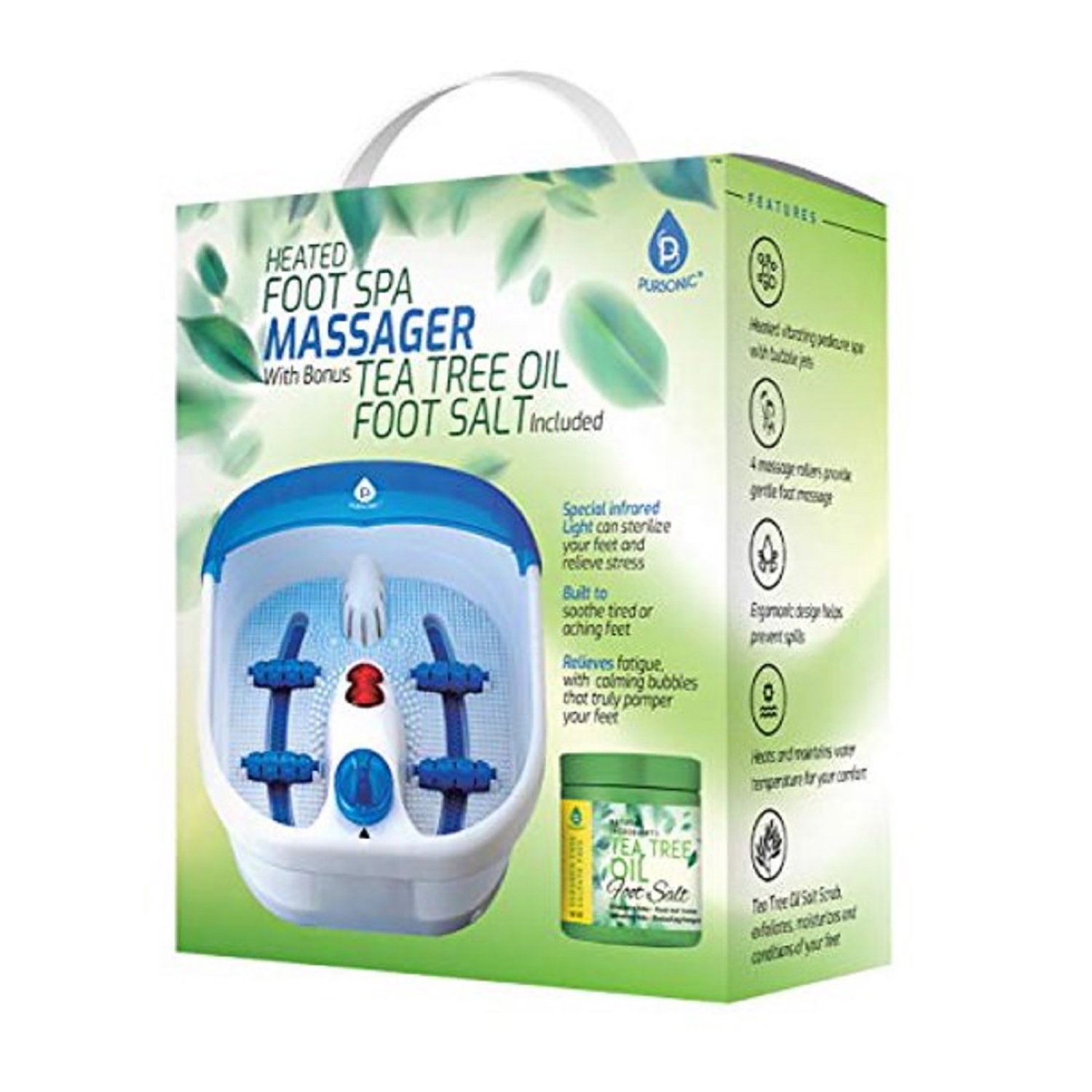 Pursonic Foot Spa Massager with Tea Tree Oil Foot Salt Scrub