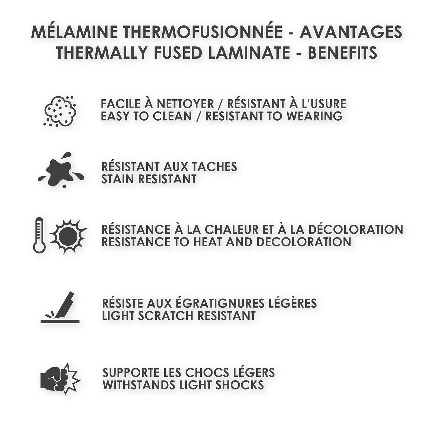 AUS-V - tête de lit laminée ZEN thermiquement fusible, grand lit, smoking