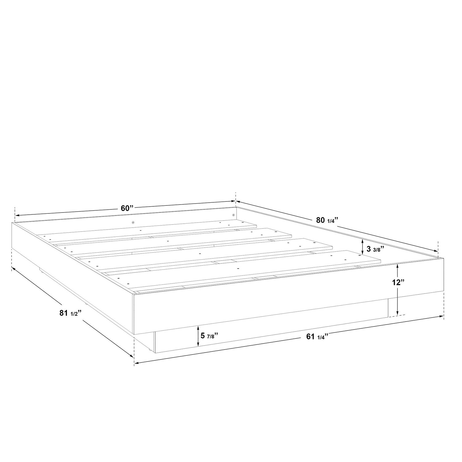 SUA-V - Kelly Thermally Fused Laminate Bed Base, Queen Size, Tuxedo