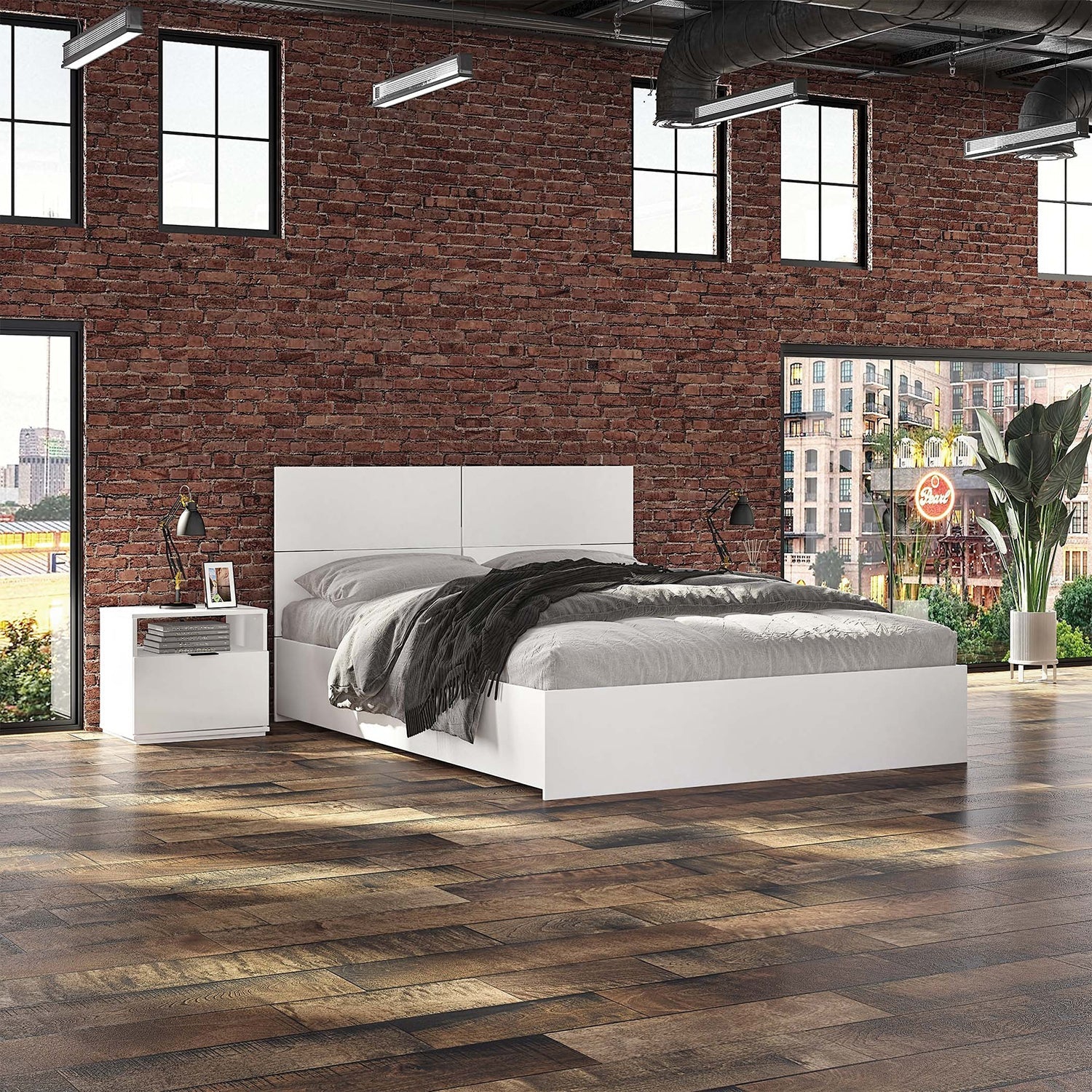 SUA-V - Ashton Thermally Fused Laminate Bed Base, Queen Size, White