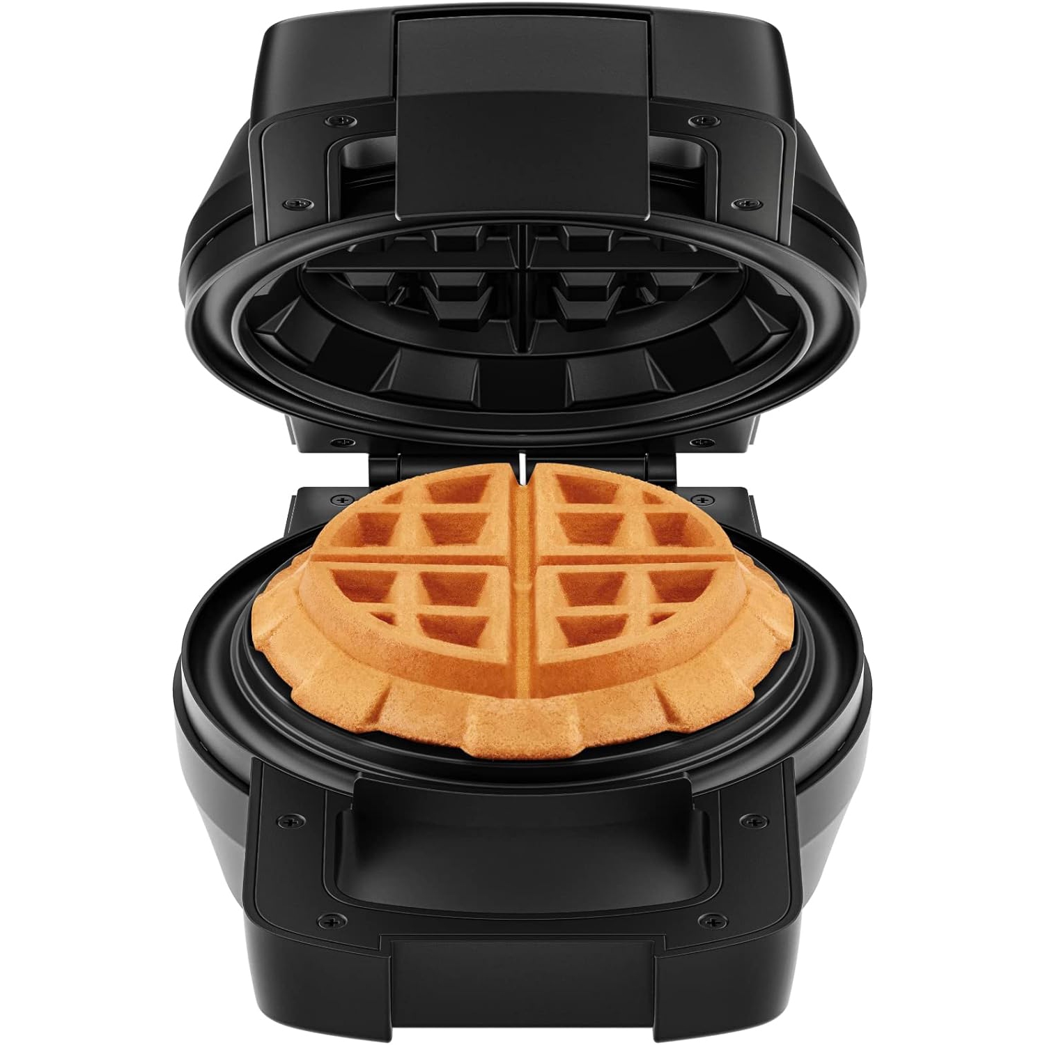 Chefman Big Stuff, Belgian Deep Stuffed Waffle Maker, Mess-Free Moat, 5-Inch Diameter with Dual-Sided Heating Plates, Wide Wrap with Locking Lid, Pour Light Indicator, Cool-Touch H