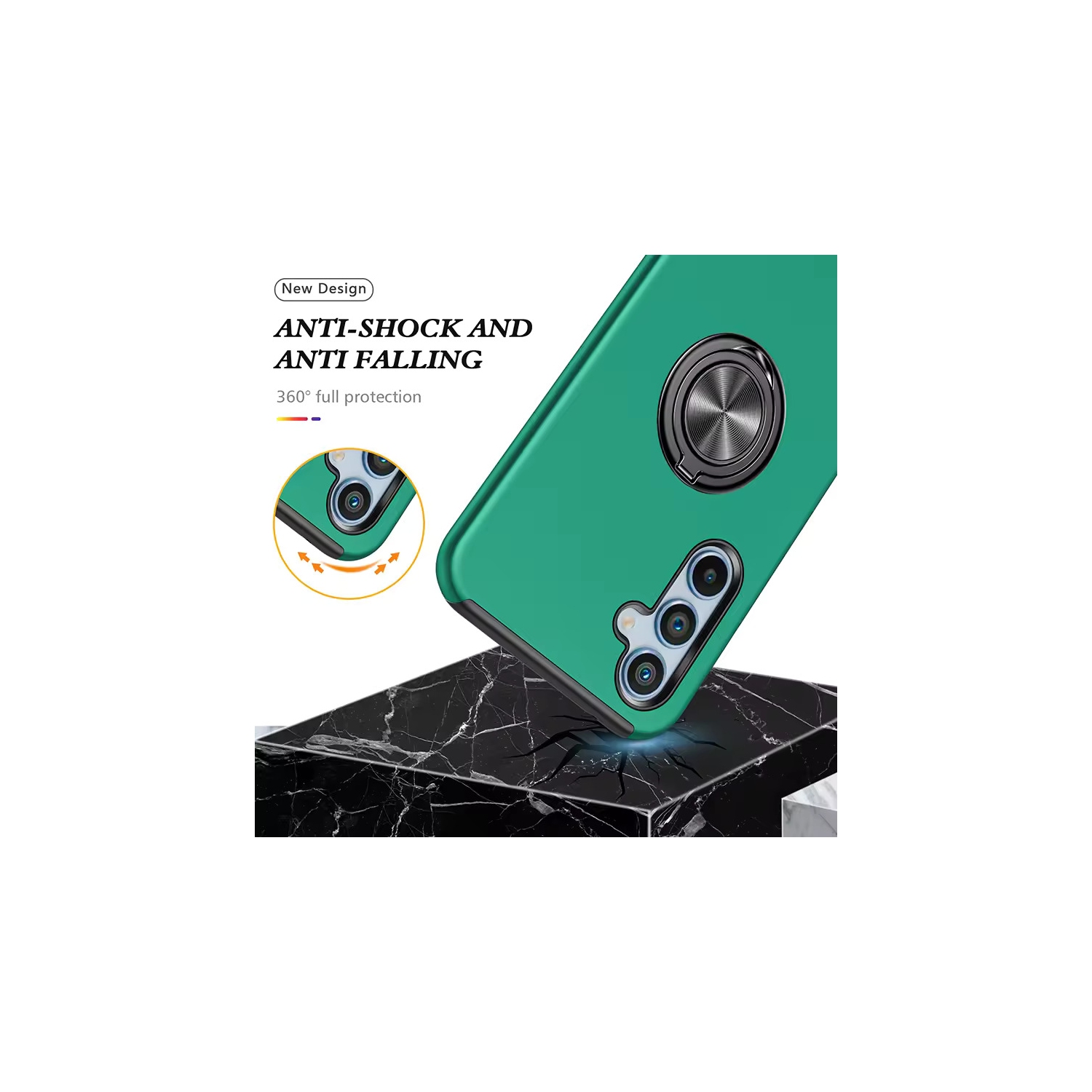 Étui protecteur mince Armor à deux couches de XCRS, anneau magnétique intégré, béquille rotative pour visionnement mains libres, étui de protection