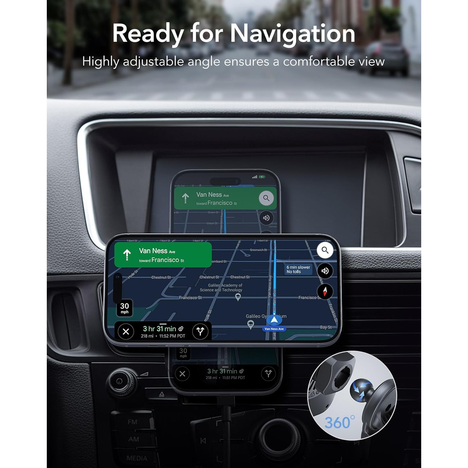 ESR 15W Car Charger with MagSafe + CryoBoost Frosted Silver