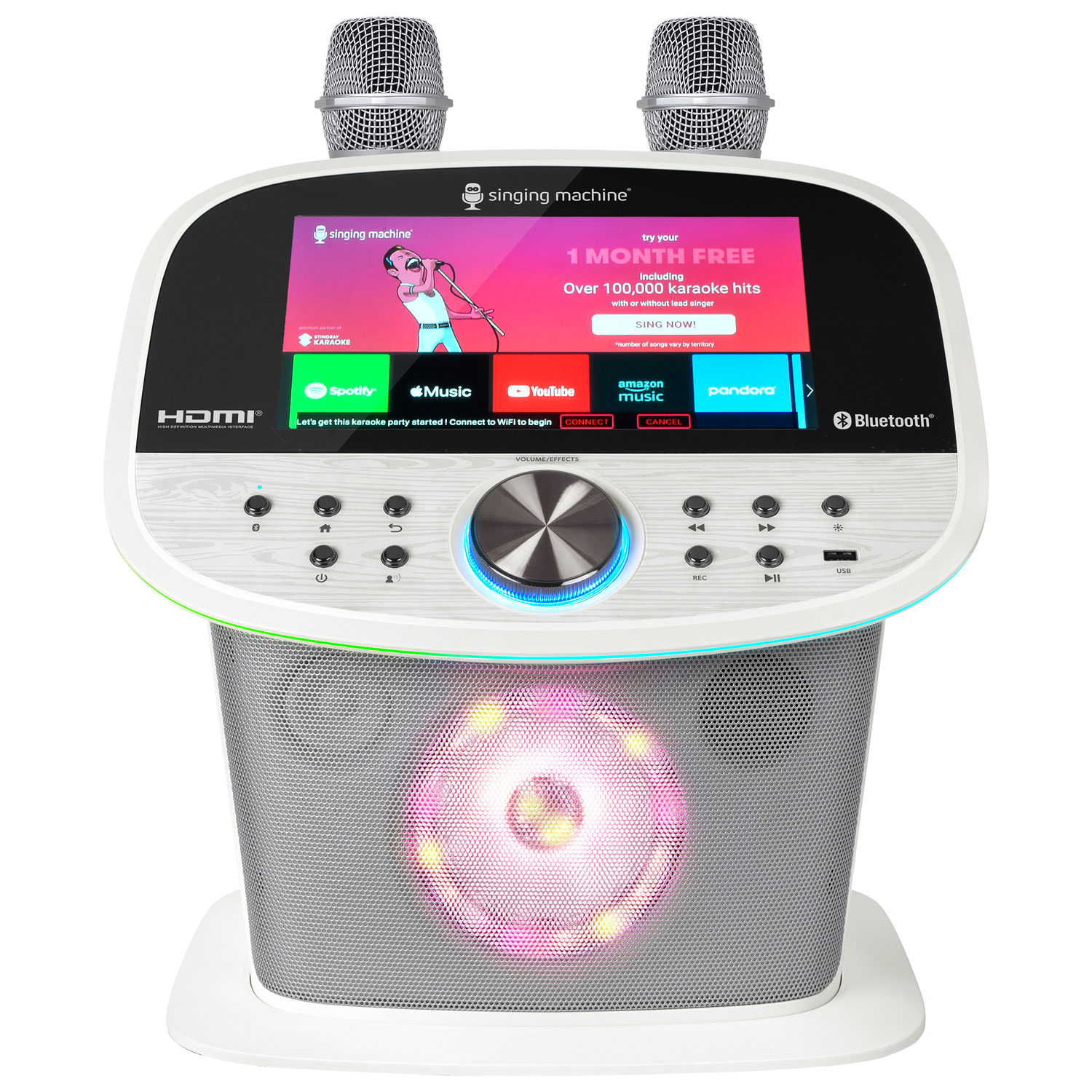 Système de karaoké Wi-Fi et Bluetooth avec microphones sans fil de Singing Machine - Blanc - Exclusivité Best Buy