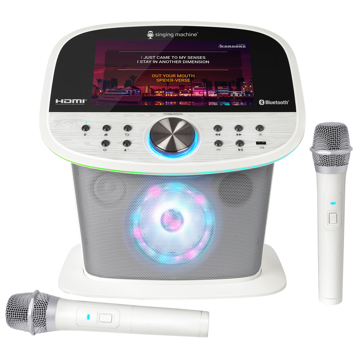Système de karaoké Wi-Fi et Bluetooth avec microphones sans fil de Singing Machine - Blanc - Exclusivité Best Buy