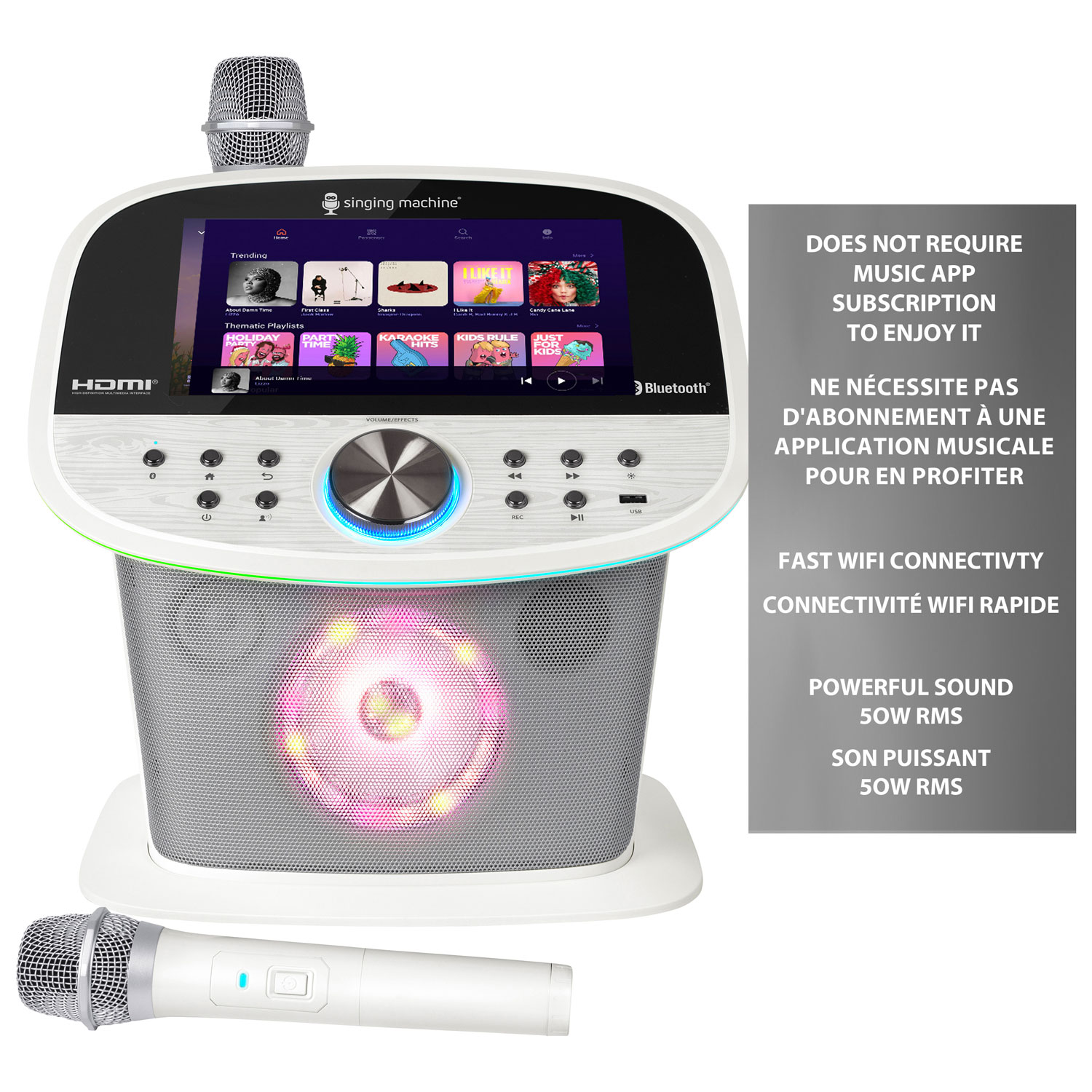 Système de karaoké Wi-Fi et Bluetooth avec microphones sans fil de Singing Machine - Blanc - Exclusivité Best Buy