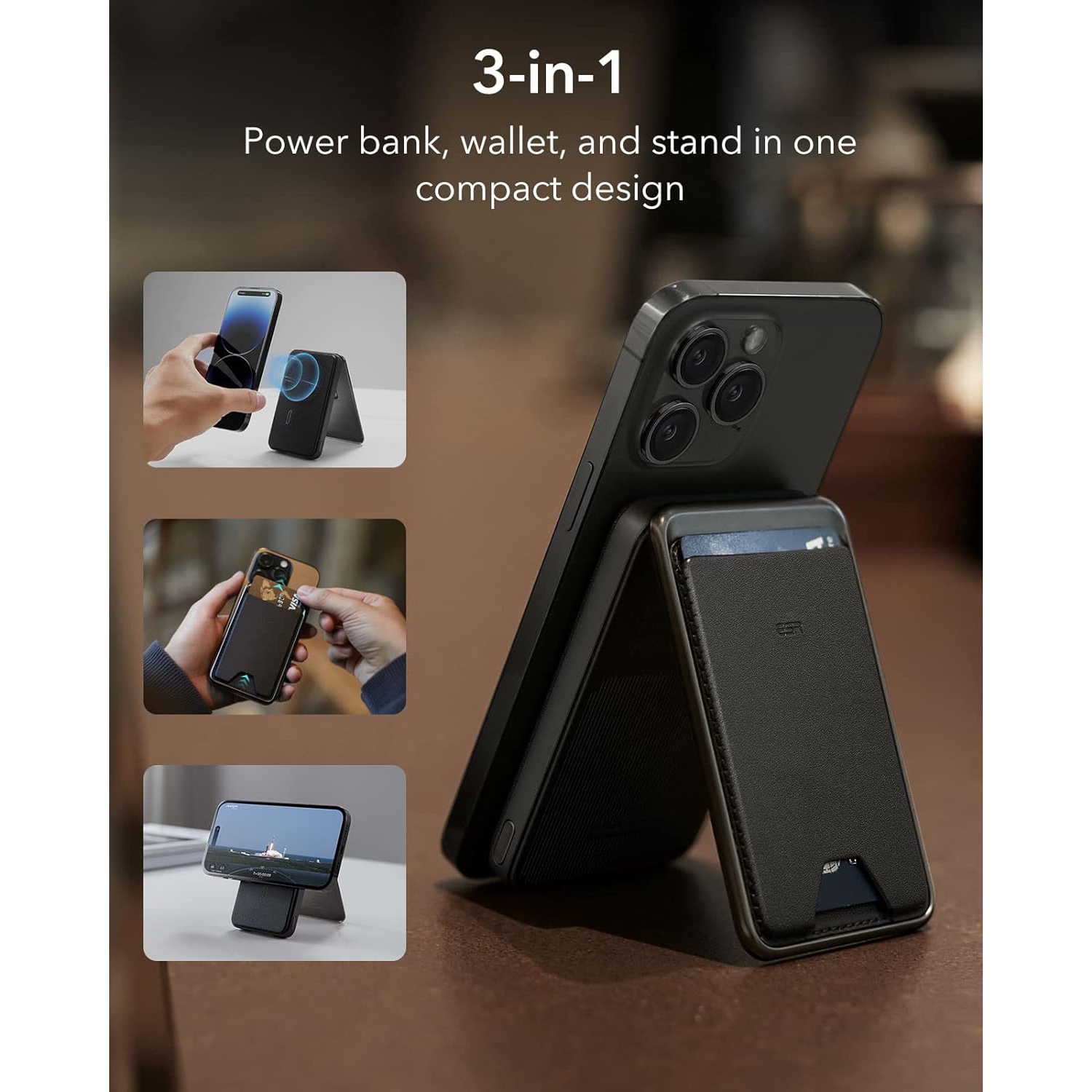 Chargeur portable Energy Star HaloLock pour iPhone 15/14/13/12 série 5.000&nbsp;mAh noir