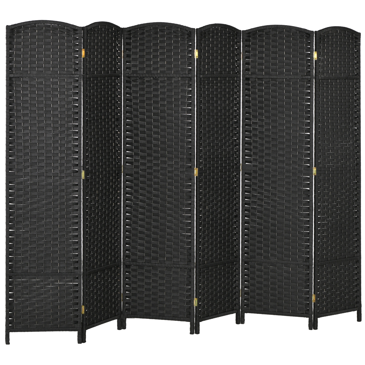 HOMCOM 6-panel Room Divider, 5.6 Ft Tall Folding Privacy Screen, Hand-Woven Freestanding Partition Wall Divider for Bedroom, Home Office, Black