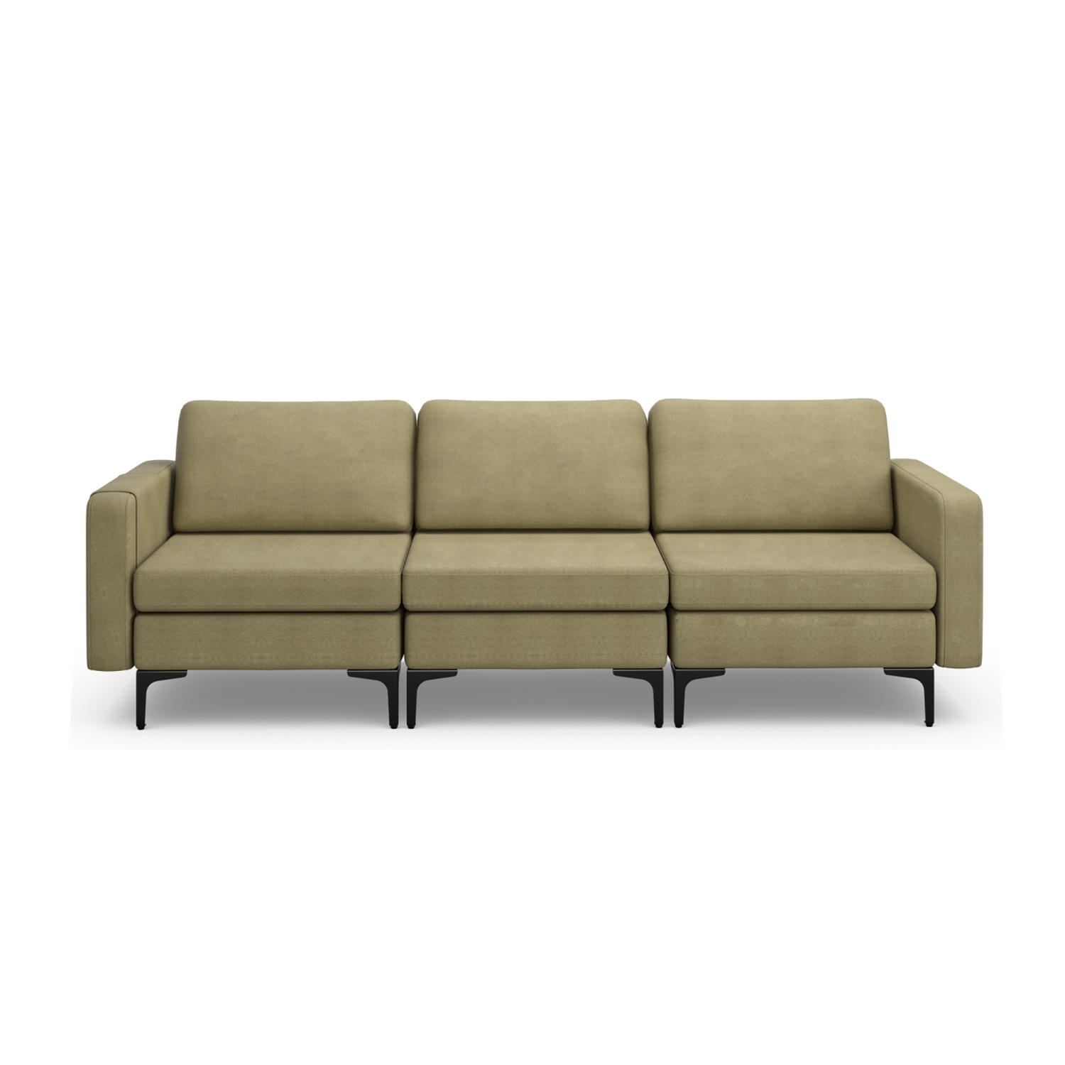 Costway Modern Modular Sofa 3-Seat Sofa Couch w/ Side Storage Pocket & Metal Leg Green