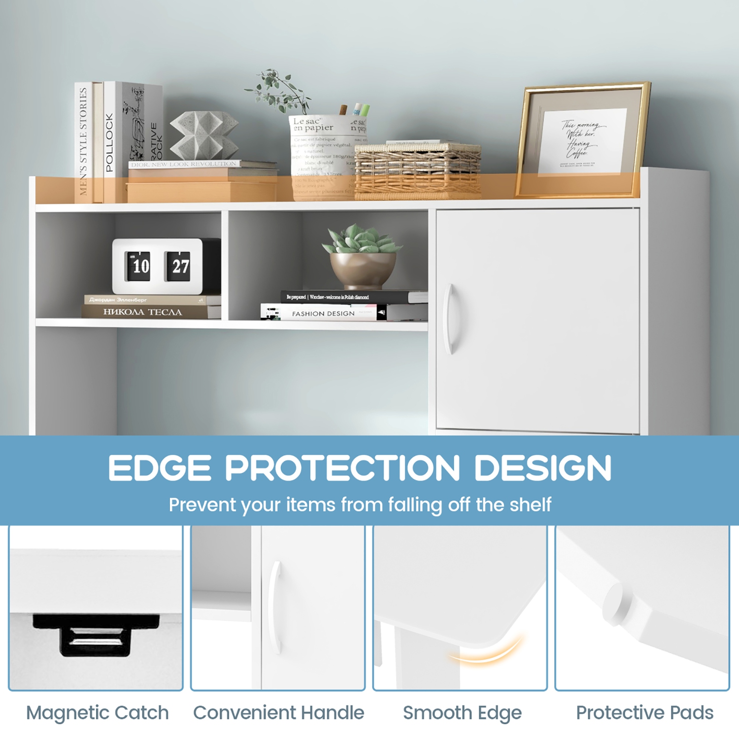 Gymax L-Shaped Desk w/ Open Storage Hutch Corner Computer Desk w/ Shelves & Cabinet