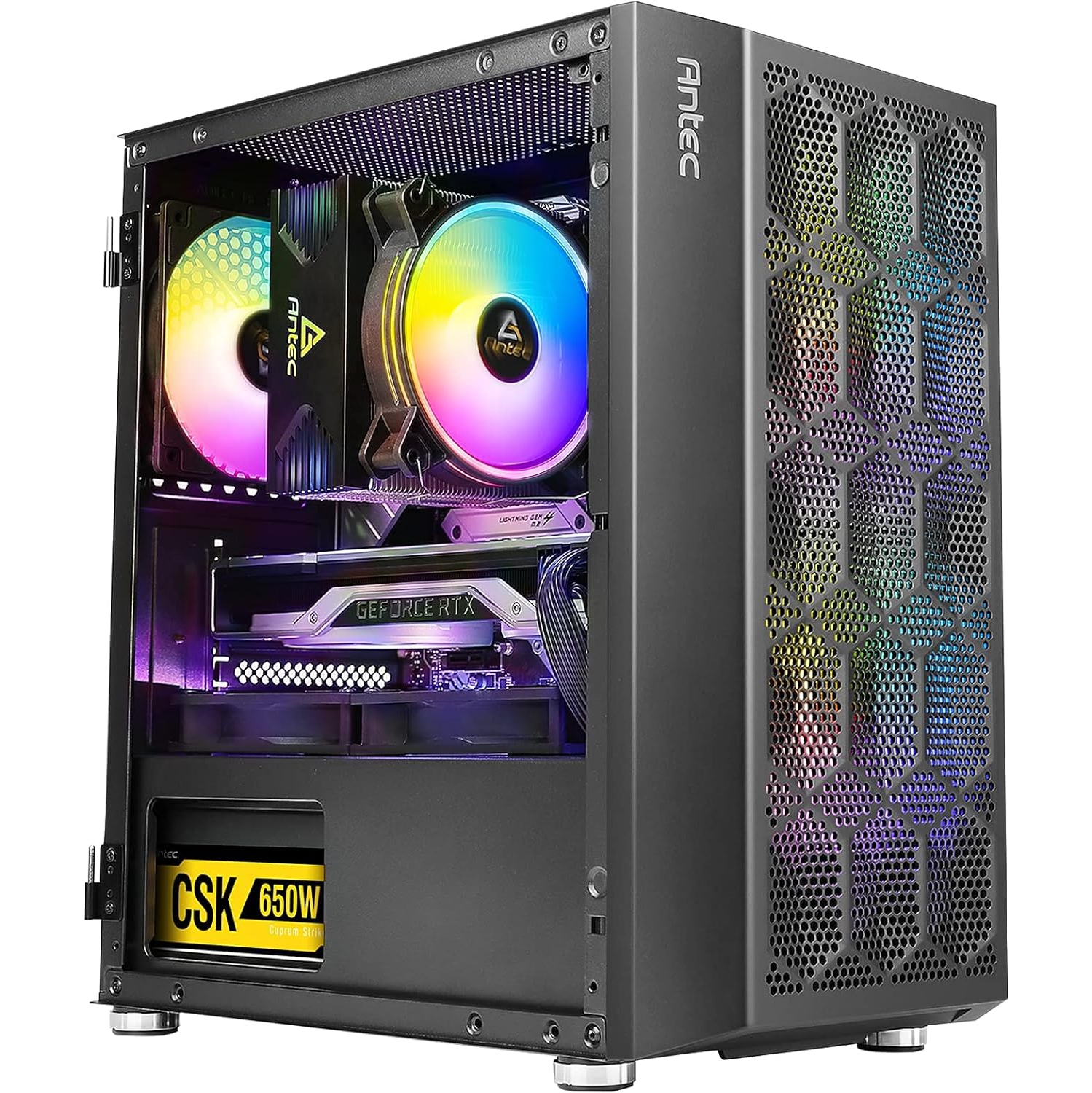 Antec – Boîtier d’ordinateur mini-tour NX200 M, micro-ATX avec ventilateur arrière 120 mm préinstallé, conception maillée dans le panneau