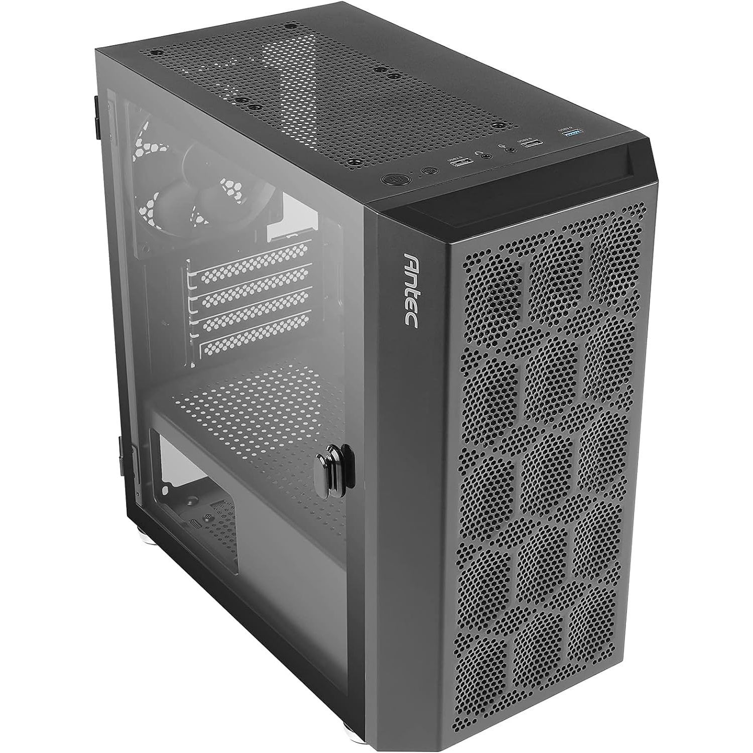Antec – Boîtier d’ordinateur mini-tour NX200 M, micro-ATX avec ventilateur arrière 120 mm préinstallé, conception maillée dans le panneau