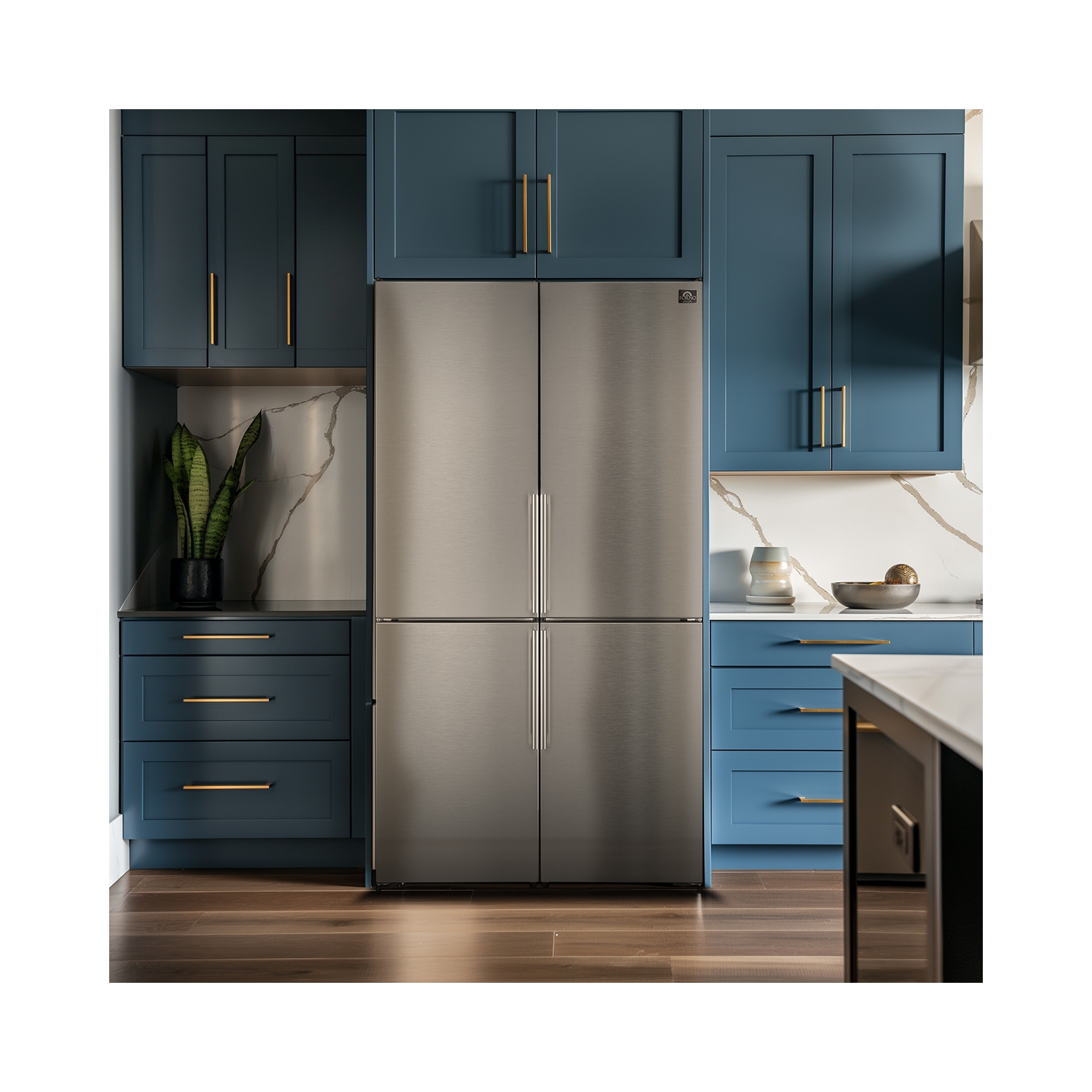 Forno Guardia 46.8-Inch Side-by-Side Bottom Freezer Refrigerator Stainless Steel, 21.6 cu.ft.