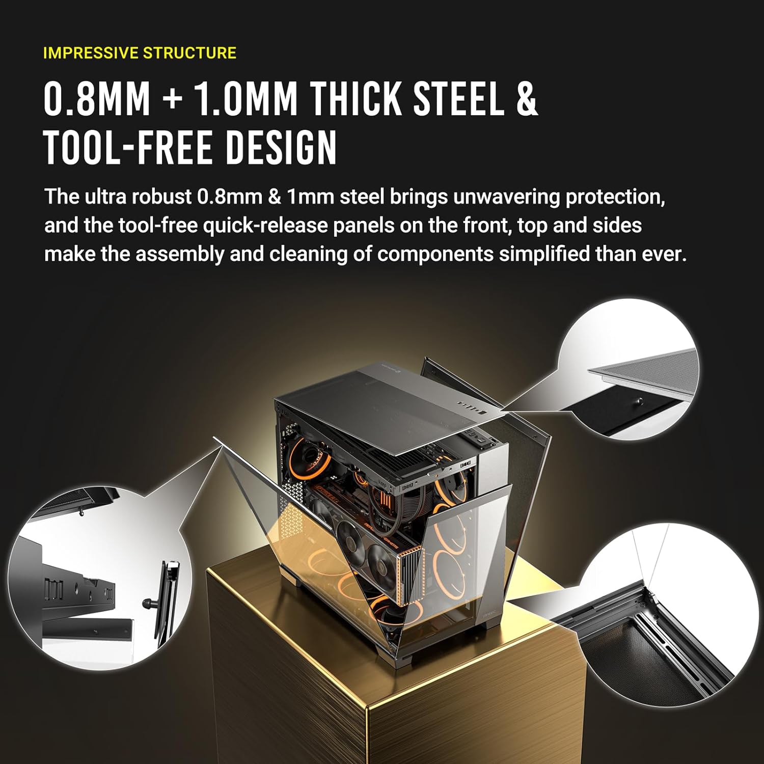 Antec C8, Fans not Included, Dual-Chamber, tooless Design, Type-C, 360mm Radiator Support, Seamless Tempered Glass Front & Side Panels, High Airflow