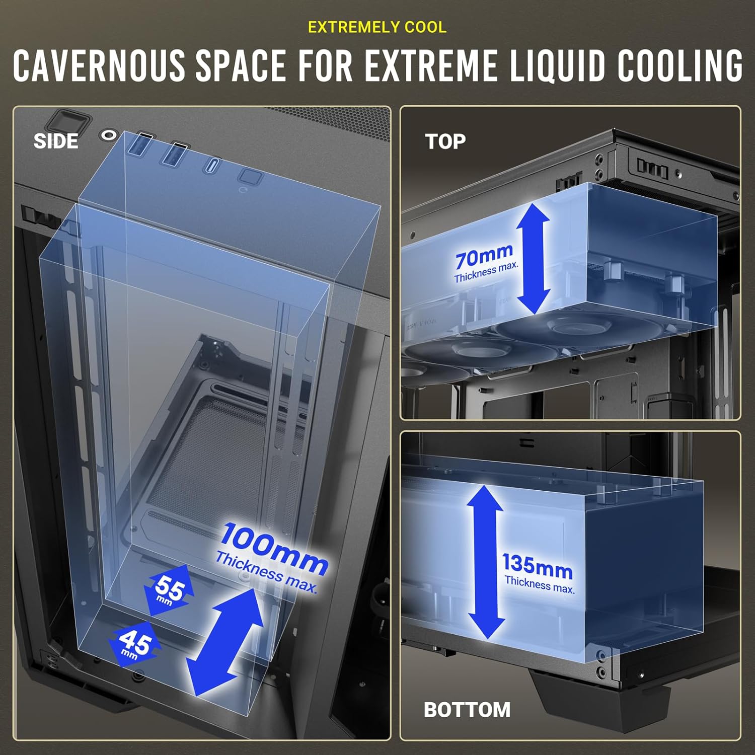 Antec C8, Fans not Included, Dual-Chamber, tooless Design, Type-C, 360mm Radiator Support, Seamless Tempered Glass Front & Side Panels, High Airflow