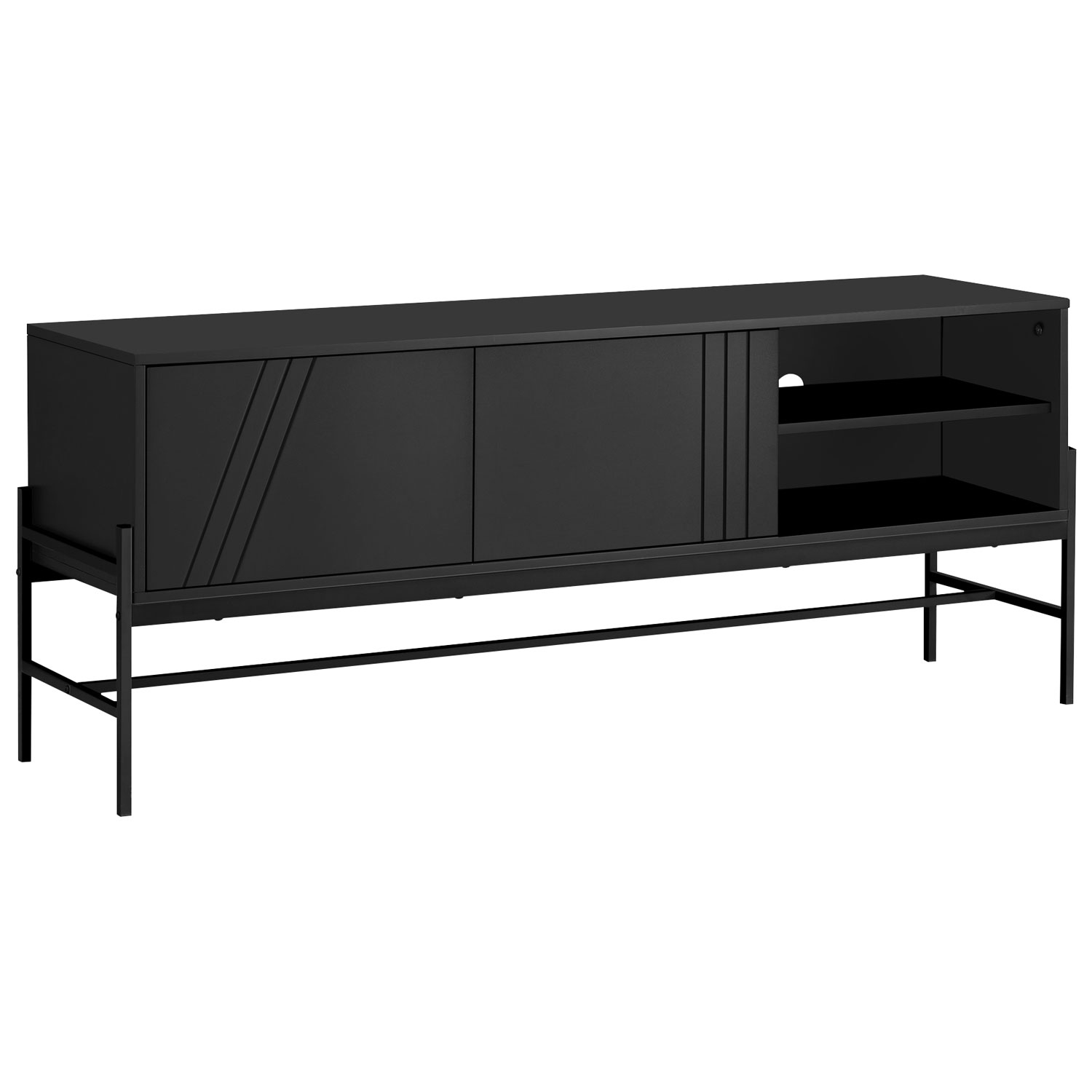 Monarch 60" TV Stand with Storage Cabinet - Black