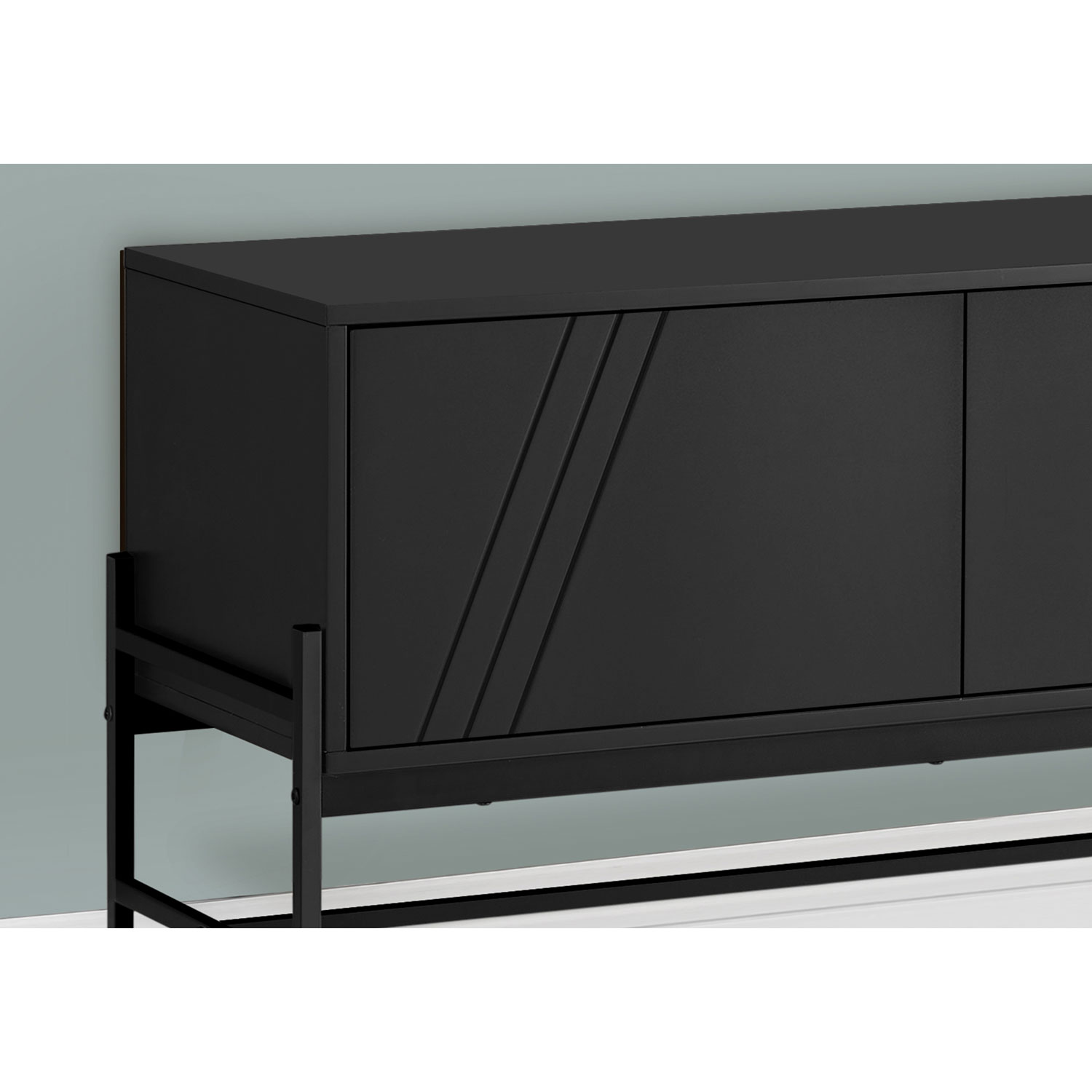 Monarch 60" TV Stand with Storage Cabinet - Black
