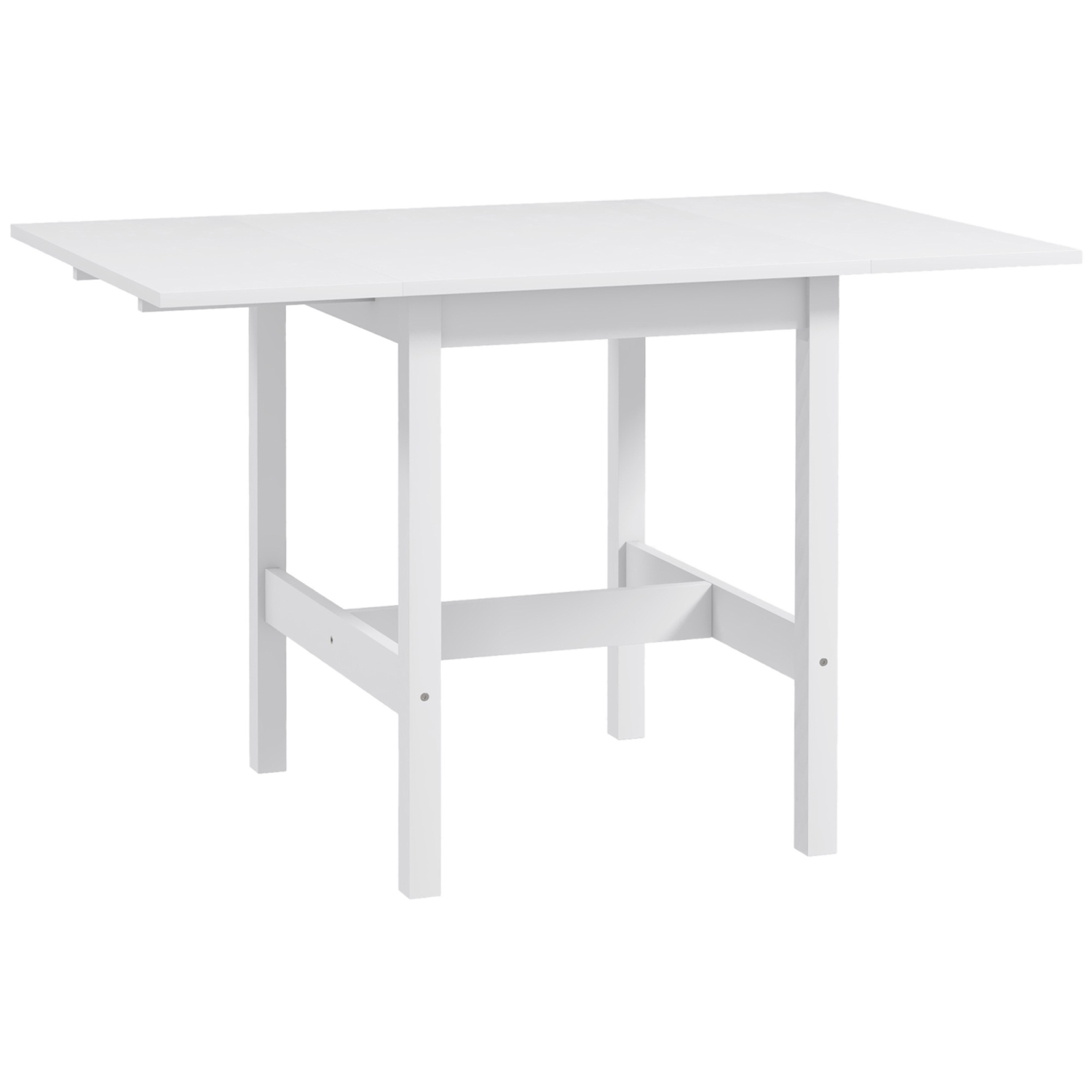 HOMCOM – Table de salle à manger pliable en bois massif, table à abattant pour petits espaces, table pliante pour cuisine, salle à manger, blanc