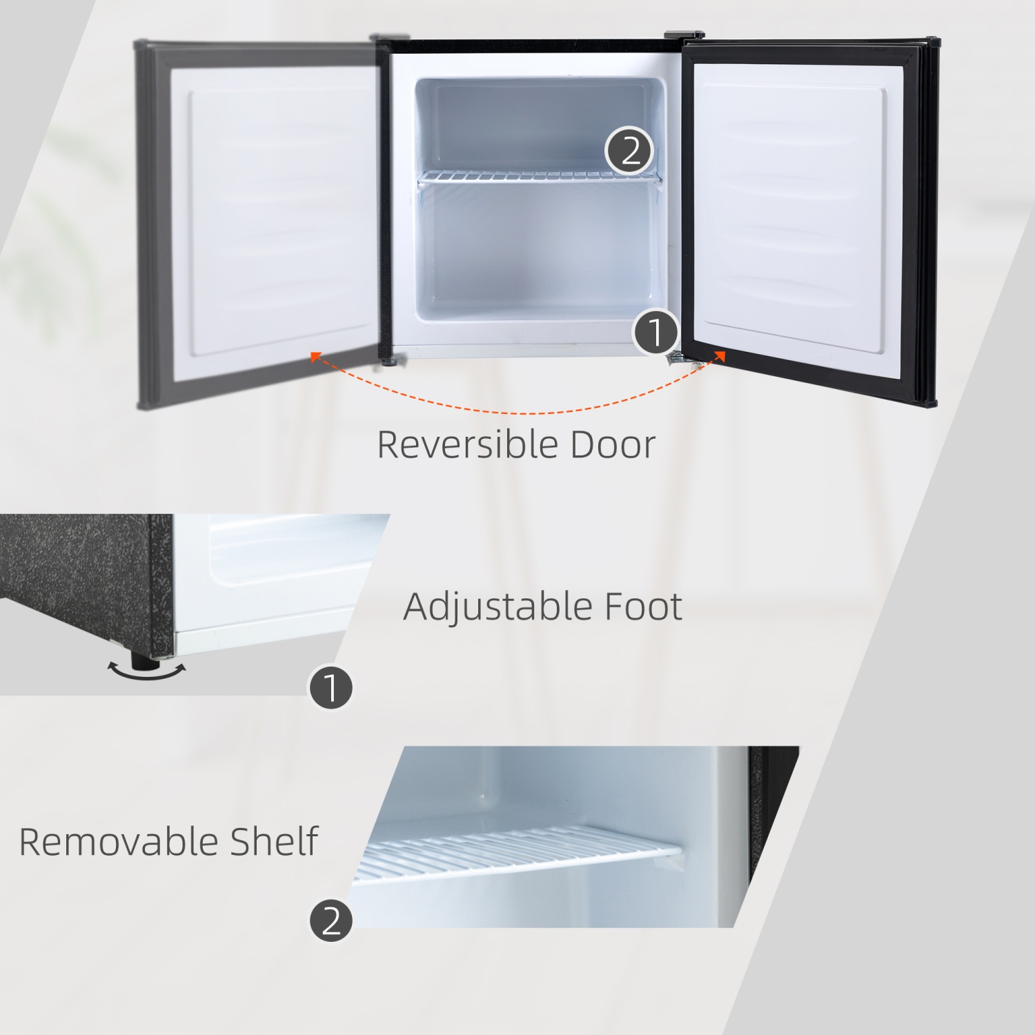 Congélateur vertical compact de HOMCOM, mini congélateur de 1,1 pi3 avec porte réversible, 2 tablettes, température réglable pour le bureau à